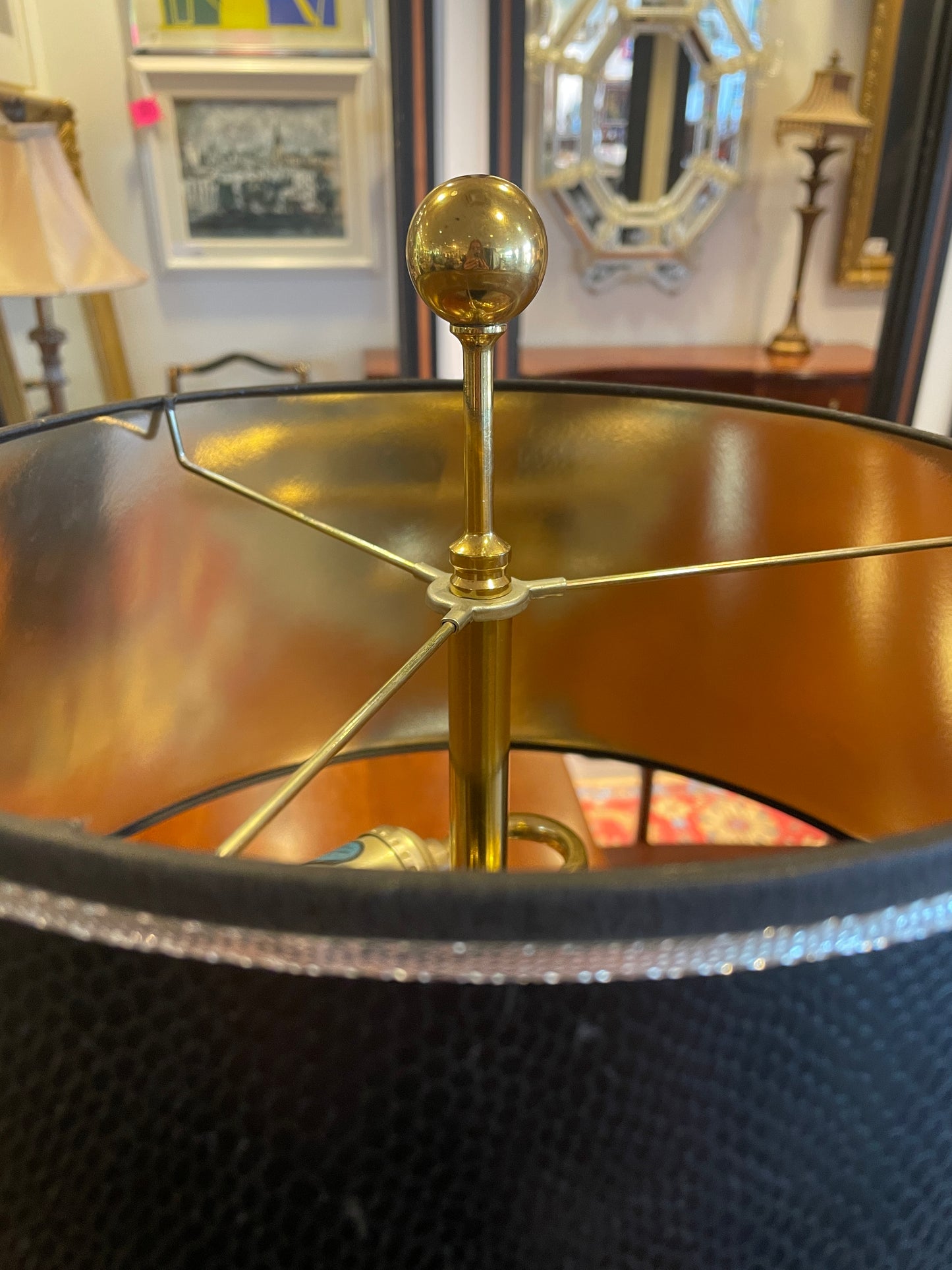Regency Style Brass and Faux Marble Lamp (0F8005)