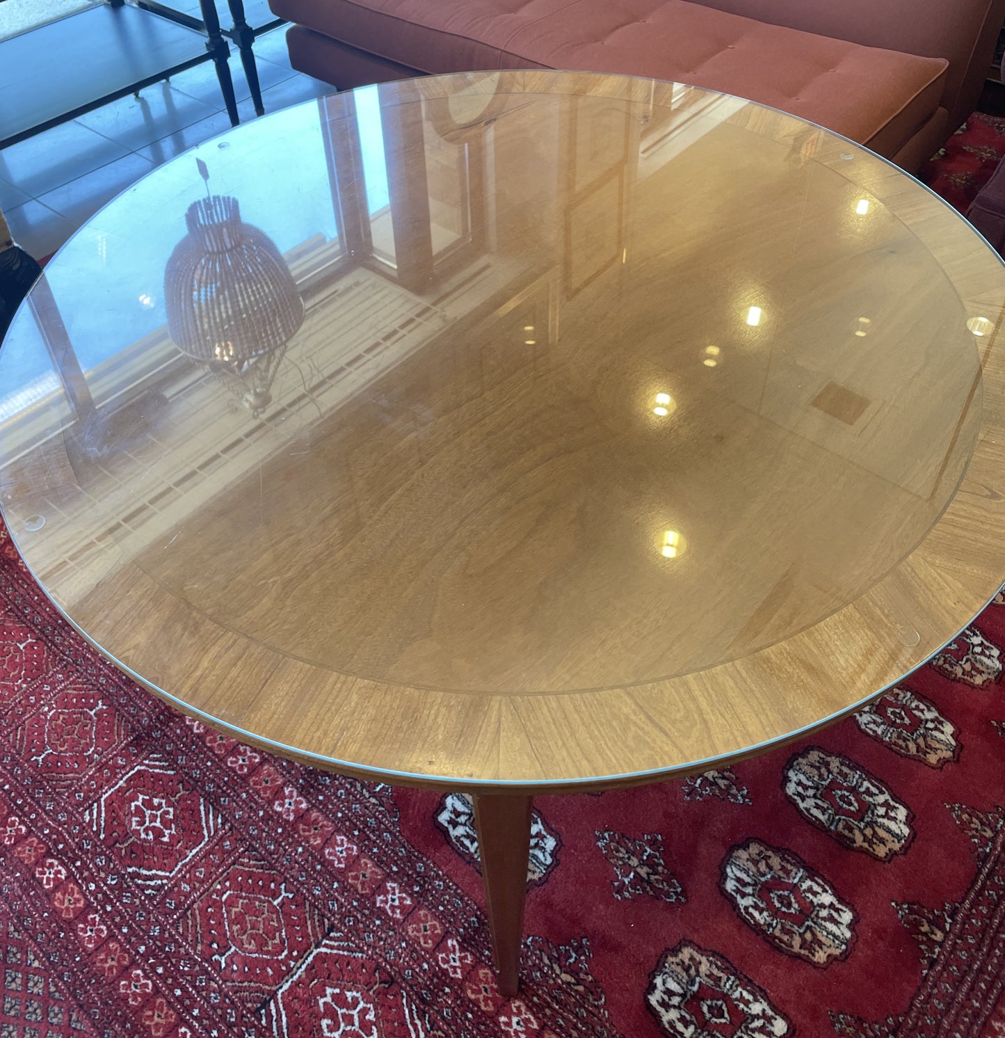 Mid Century Game Table and 4 Barrel Chairs, AS IS (0F8001)