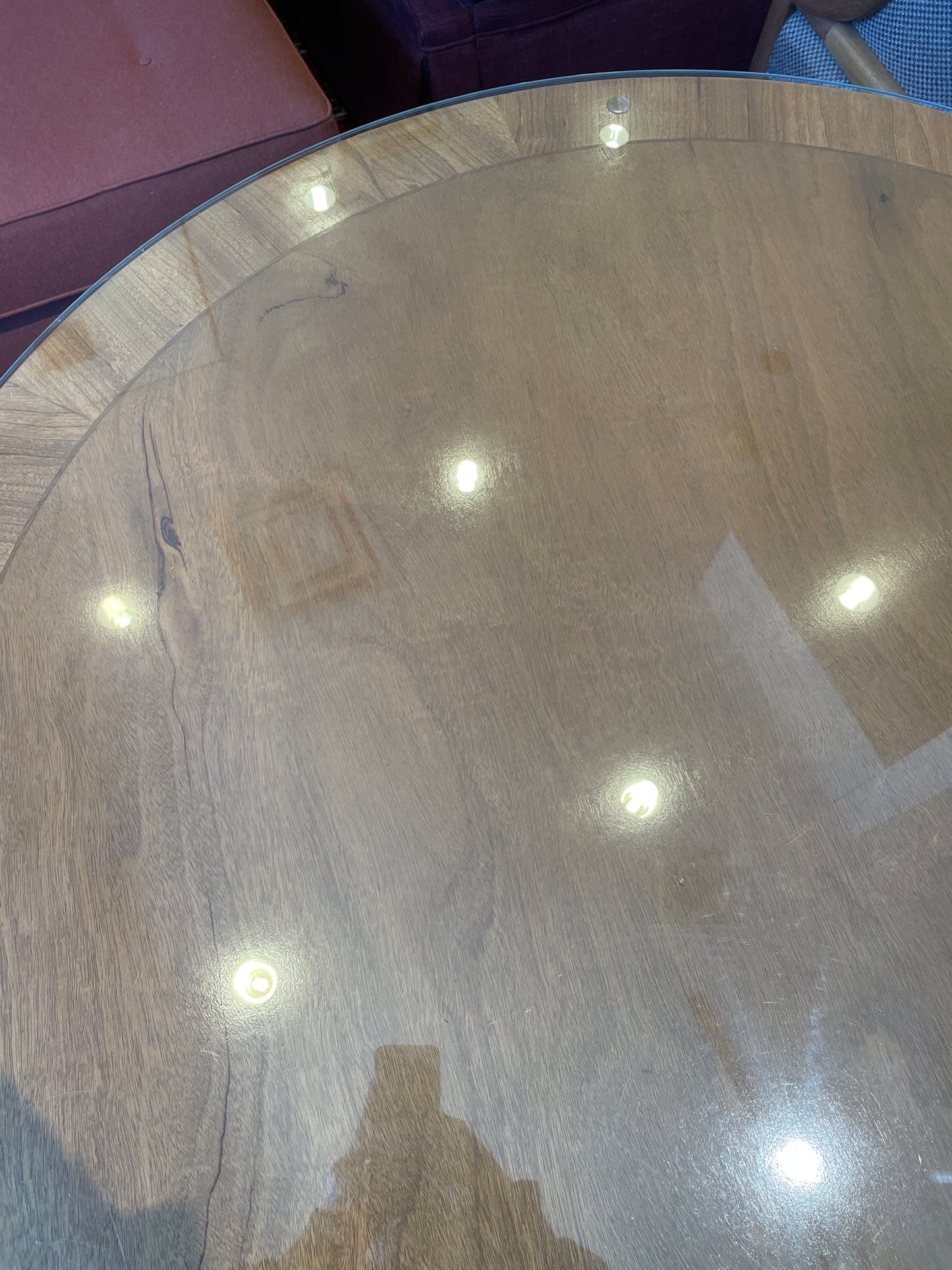Mid Century Game Table and 4 Barrel Chairs, AS IS (0F8001)