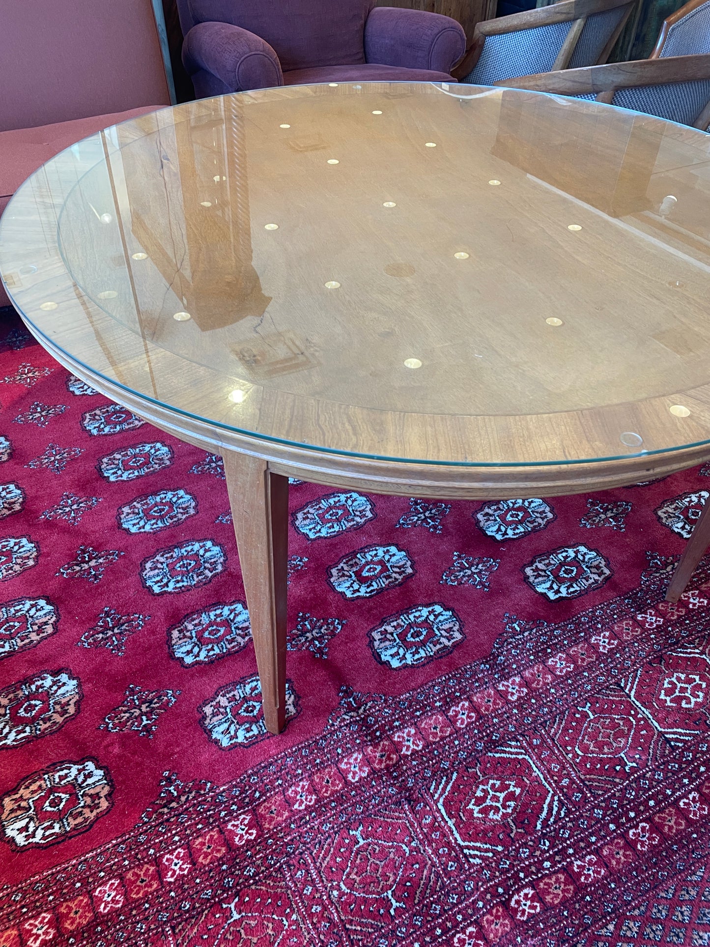 Mid Century Game Table and 4 Barrel Chairs, AS IS (0F8001)