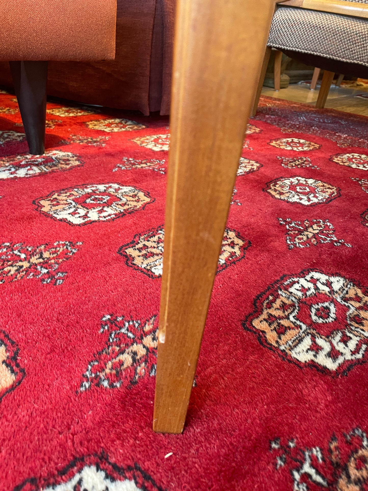 Mid Century Game Table and 4 Barrel Chairs, AS IS (0F8001)