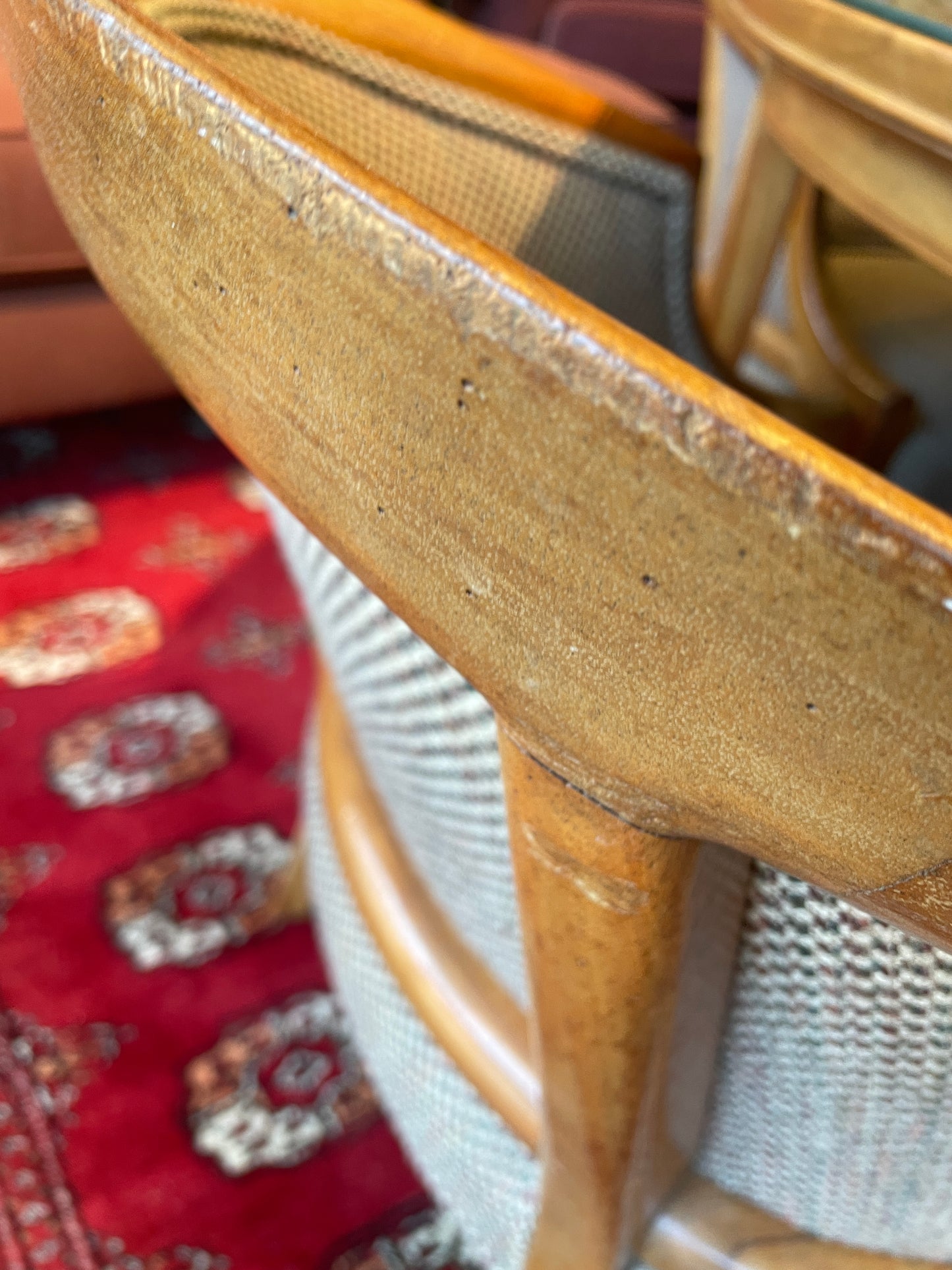 Mid Century Game Table and 4 Barrel Chairs, AS IS (0F8001)