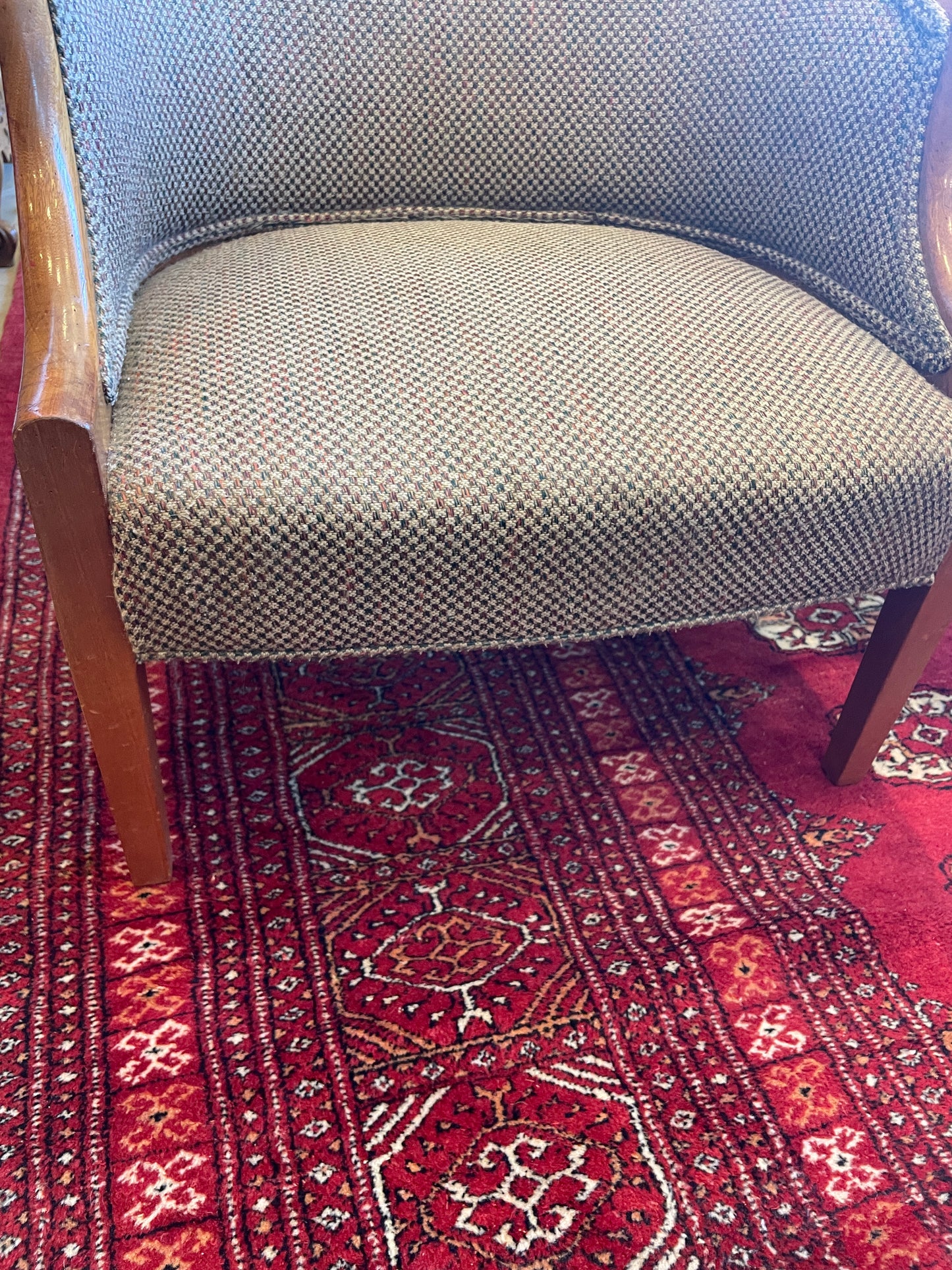 Mid Century Game Table and 4 Barrel Chairs, AS IS (0F8001)