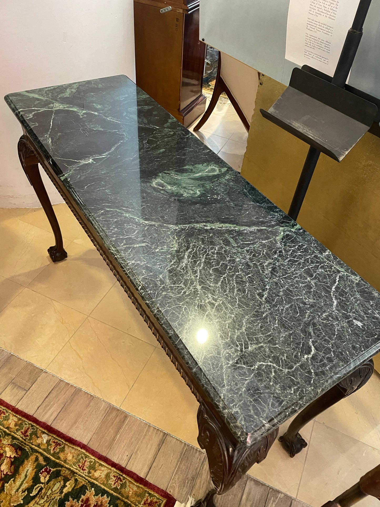 Stickley Mahogany and Marble Chippendale Console Table (0F2007)