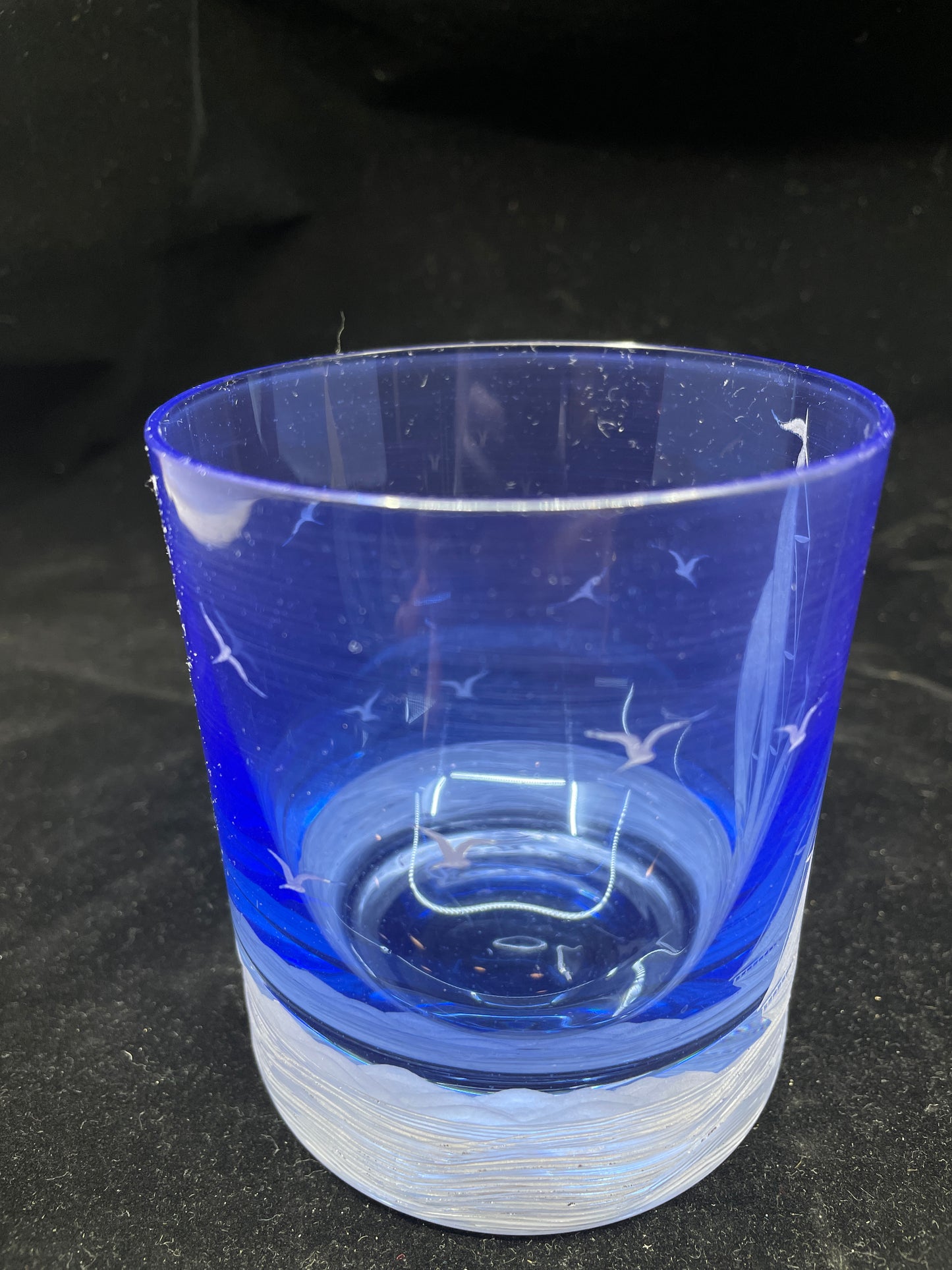 Artel Etched Crystal Golden Age of Yachting Beverage Set in Cobalt (0F800A)