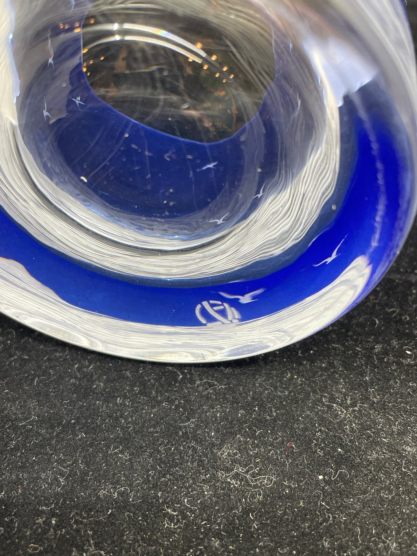 Artel Etched Crystal Golden Age of Yachting Beverage Set in Cobalt (0F800A)