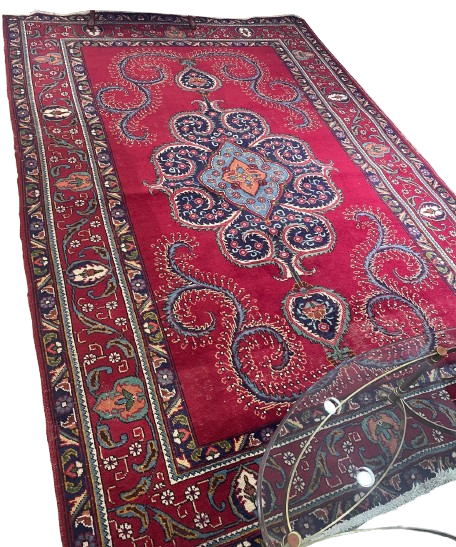 Antique Persian Wool 10'x6.75' Reds with Swirl and Center Medallion AS IS (0EY00A)
