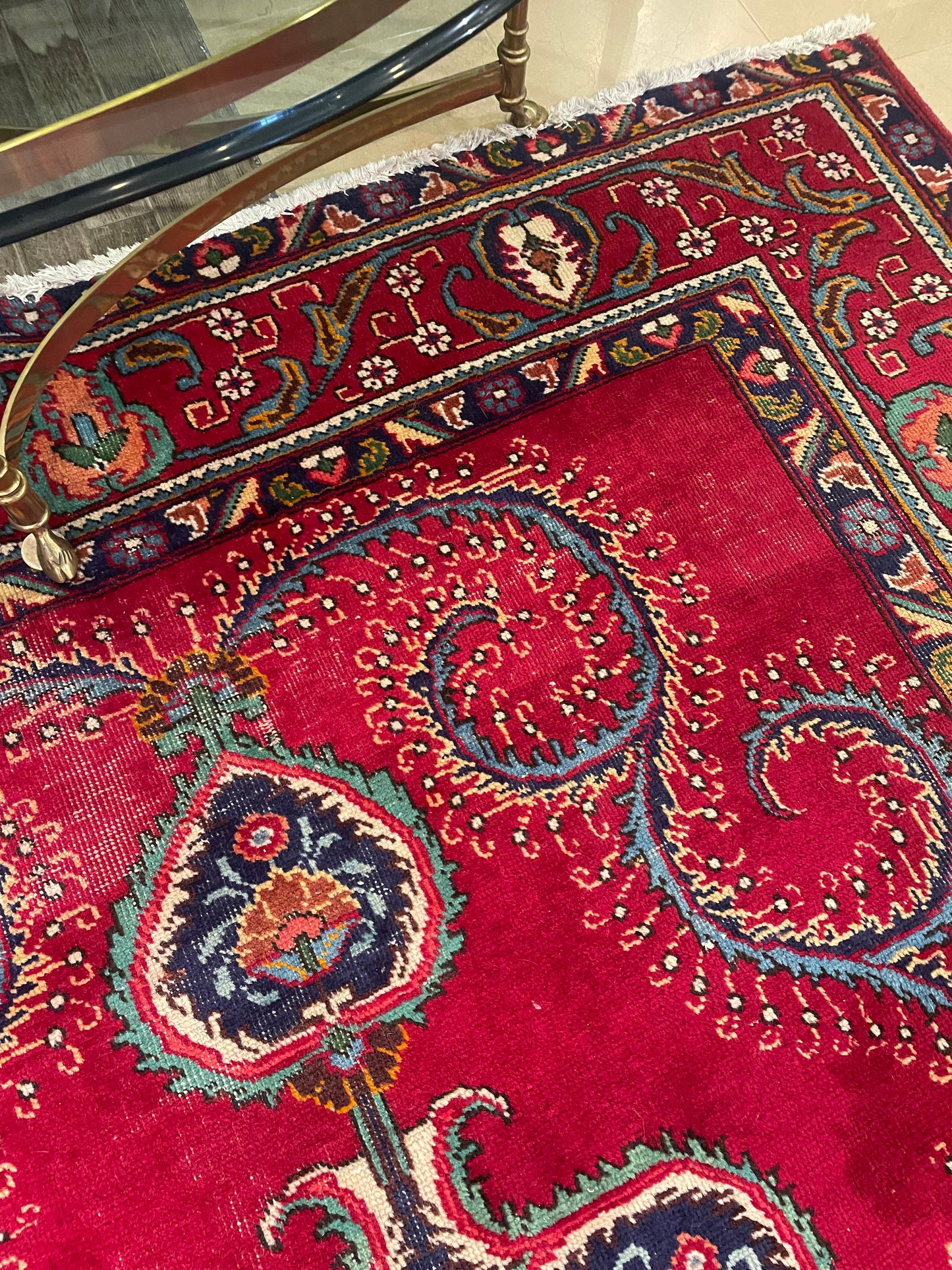 Antique Persian Wool 10'x6.75' Reds with Swirl and Center Medallion AS IS (0EY00A)