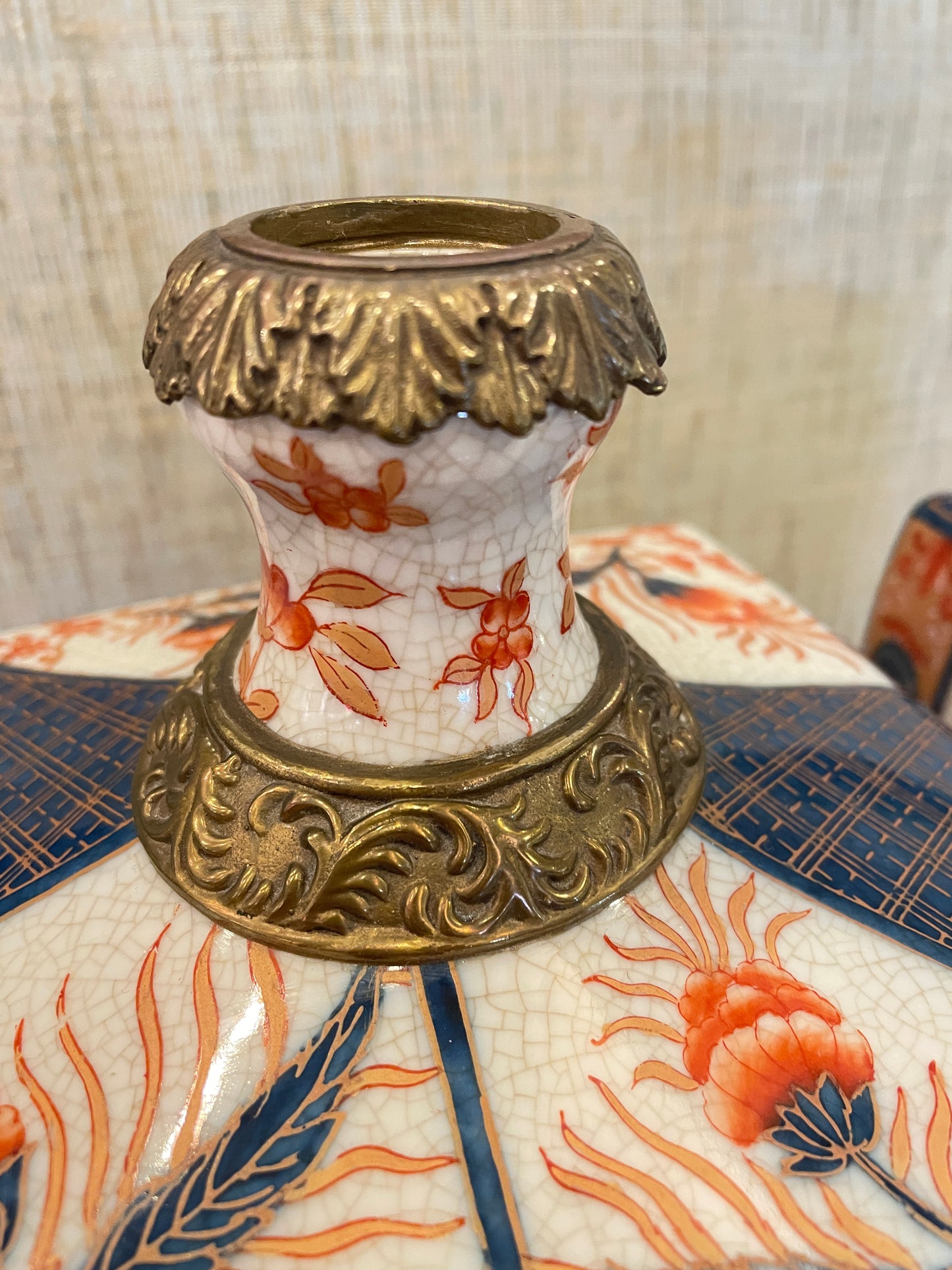 Castilian Imari Style Vases with Bronze, a pair (0F9001)
