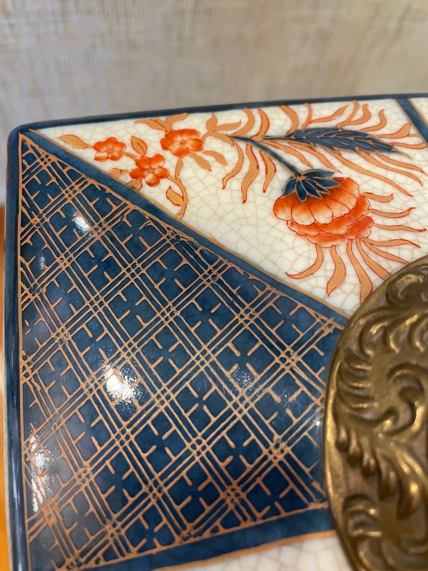 Castilian Imari Style Vases with Bronze, a pair (0F9001)