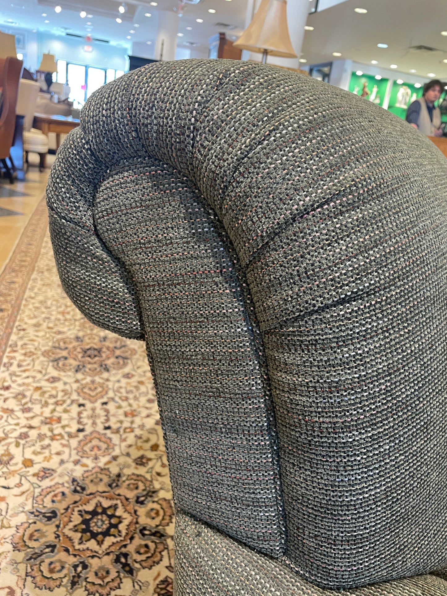 Green Upholstered Occasional Chair and Ottoman (0BZ008)