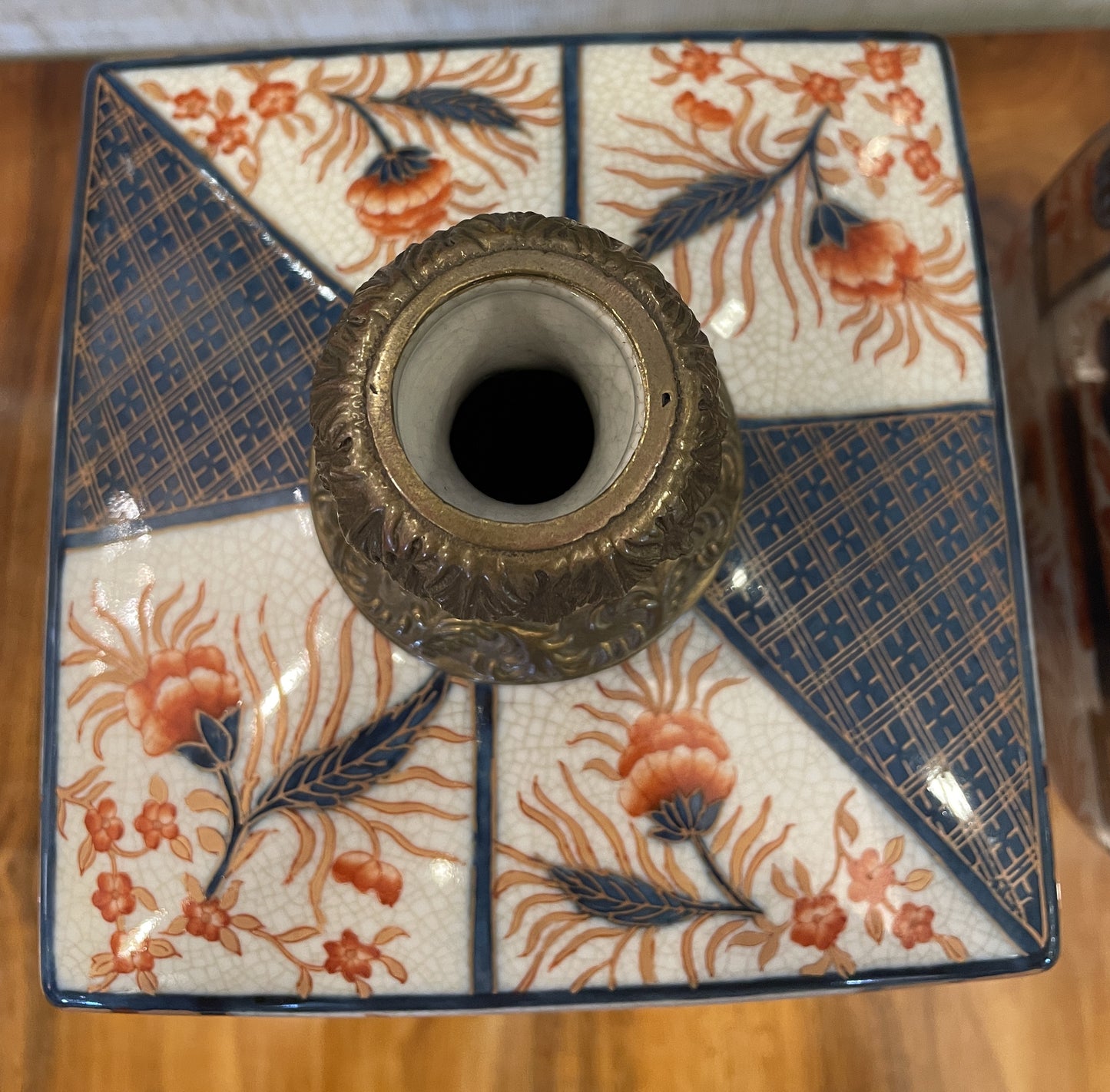 Castilian Imari Style Vases with Bronze, a pair (0F9001)
