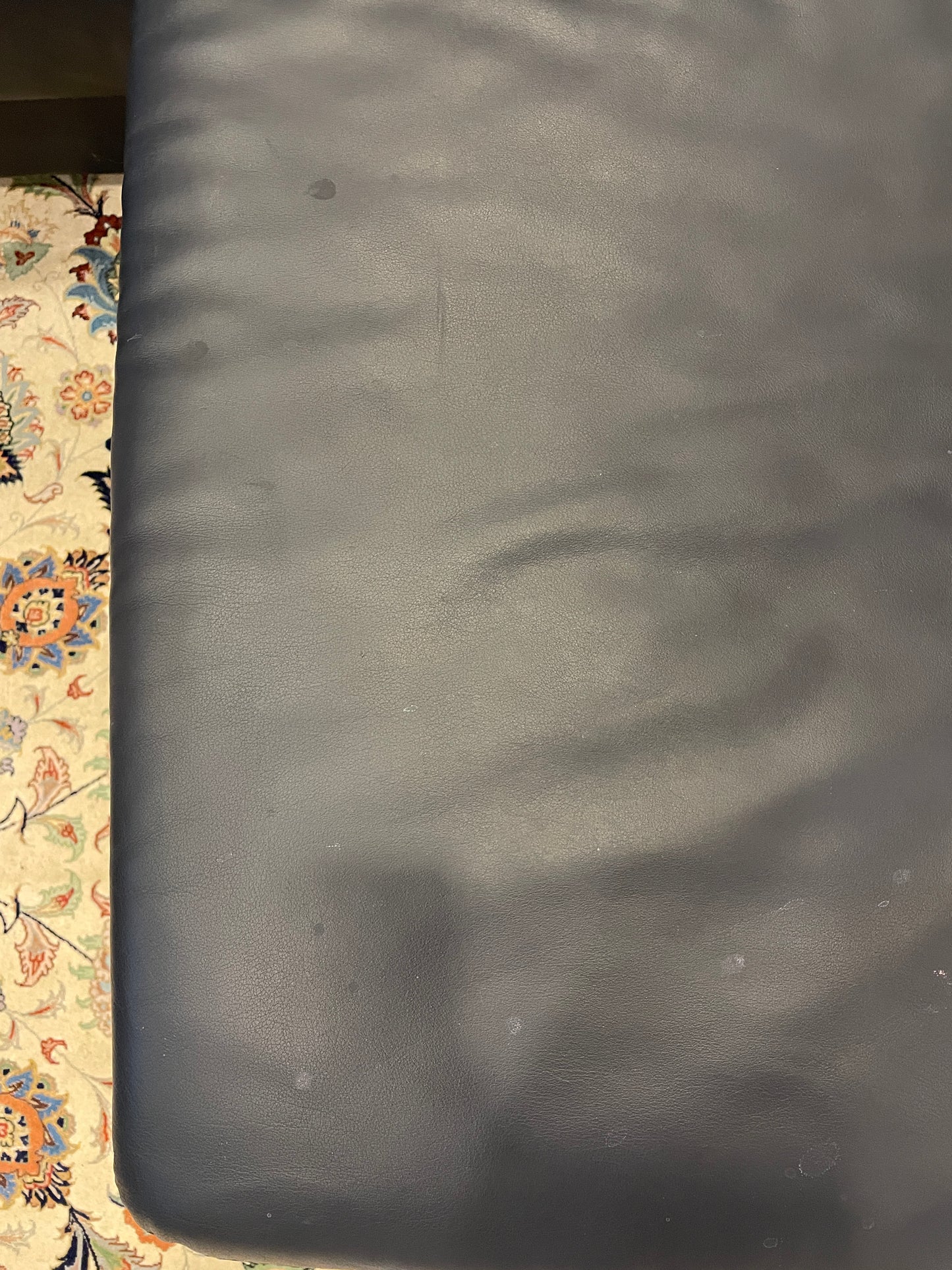 Navy Blue Leather Sectional, AS IS (0FA001)