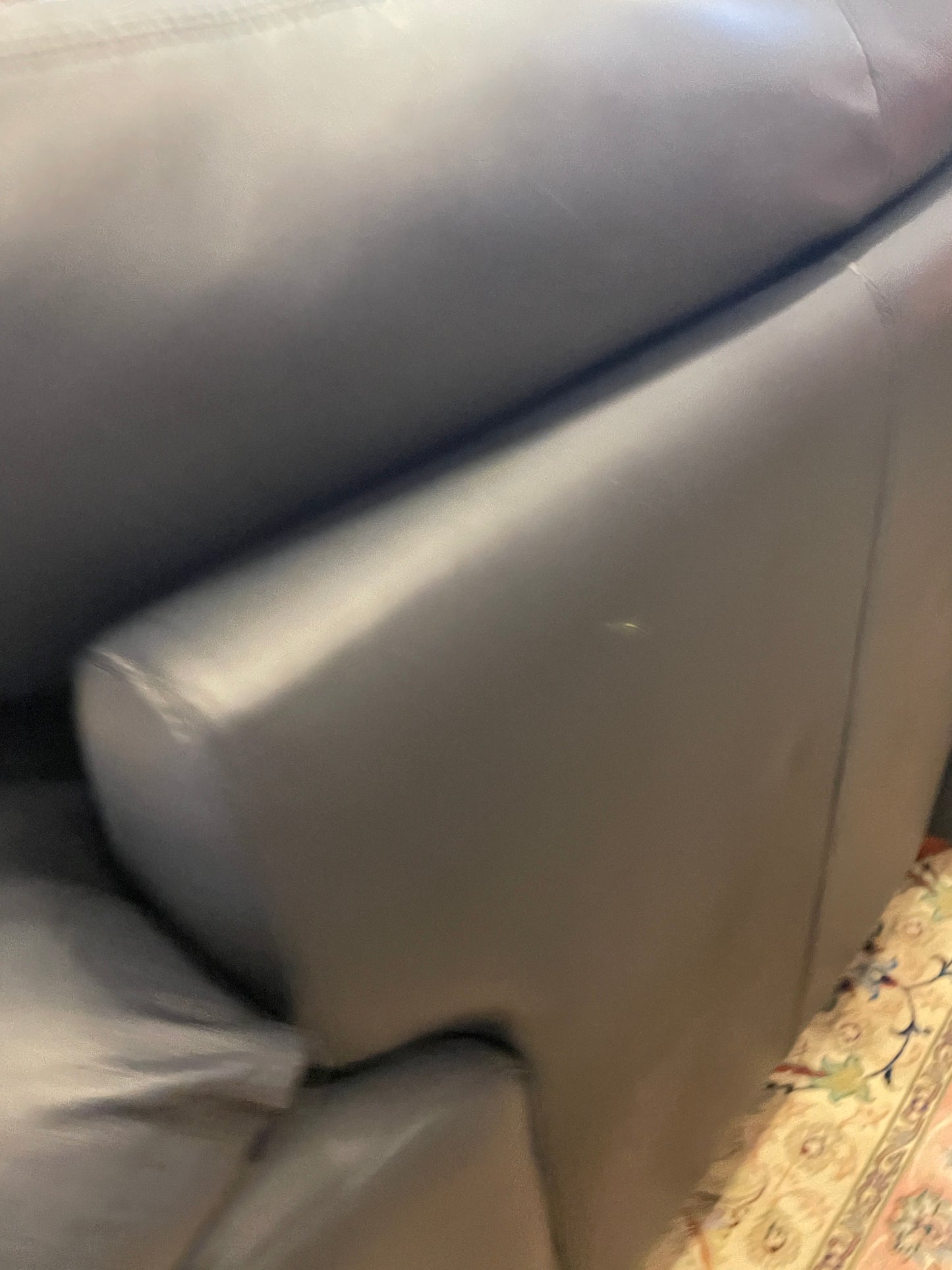 Navy Blue Leather Sectional, AS IS (0FA001)