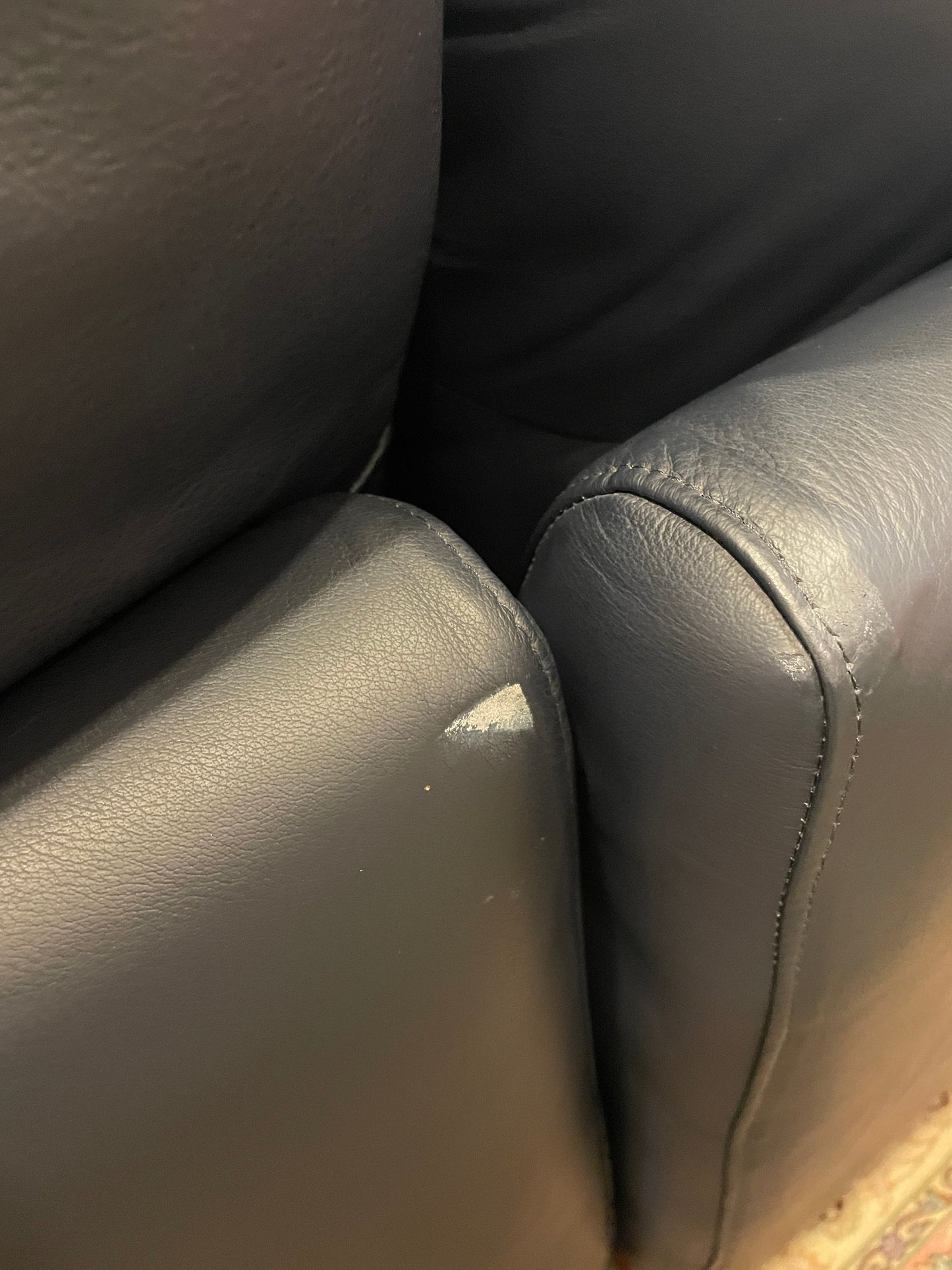 Navy Blue Leather Sectional, AS IS (0FA001)