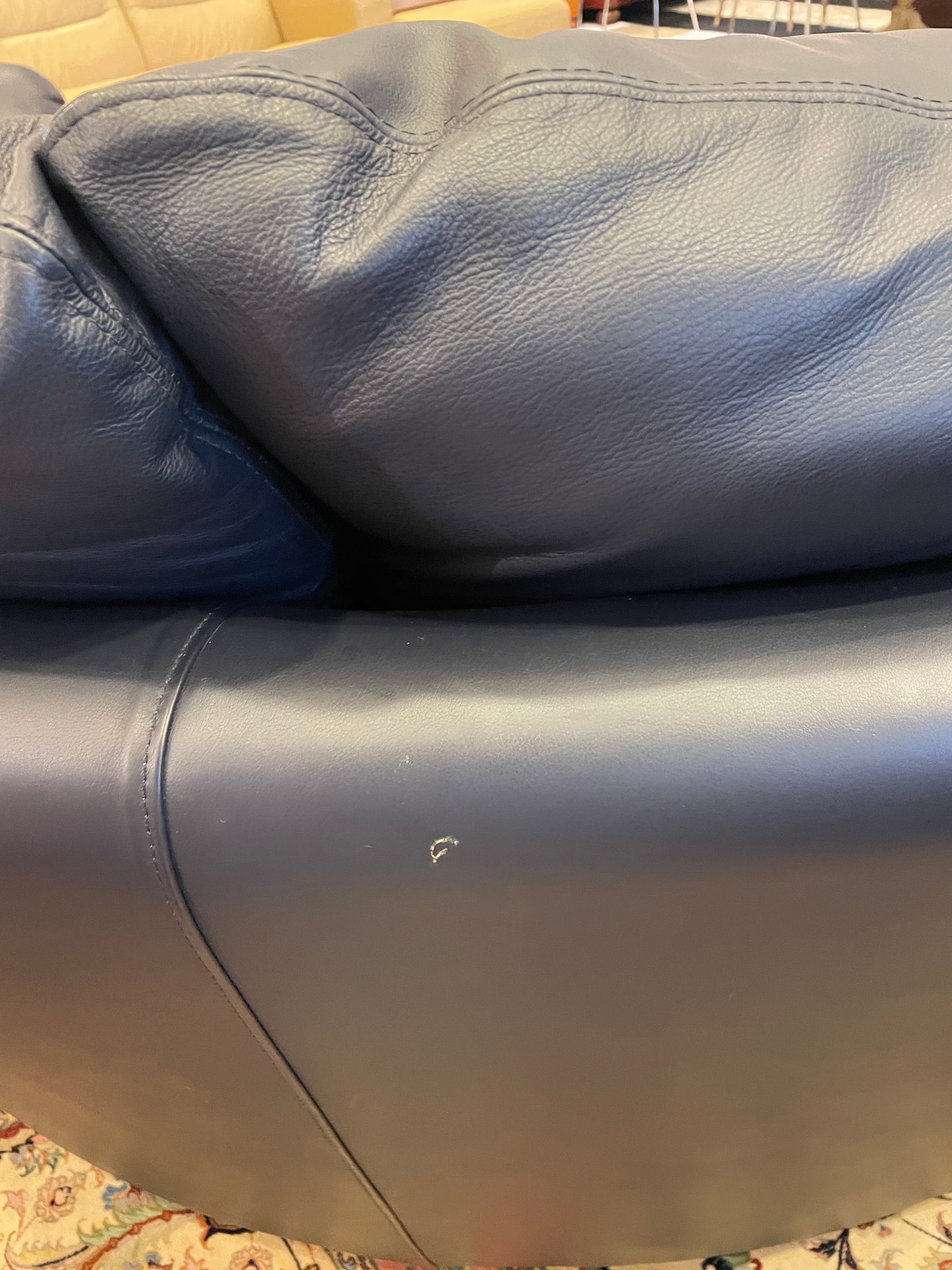 Navy Blue Leather Sectional, AS IS (0FA001)