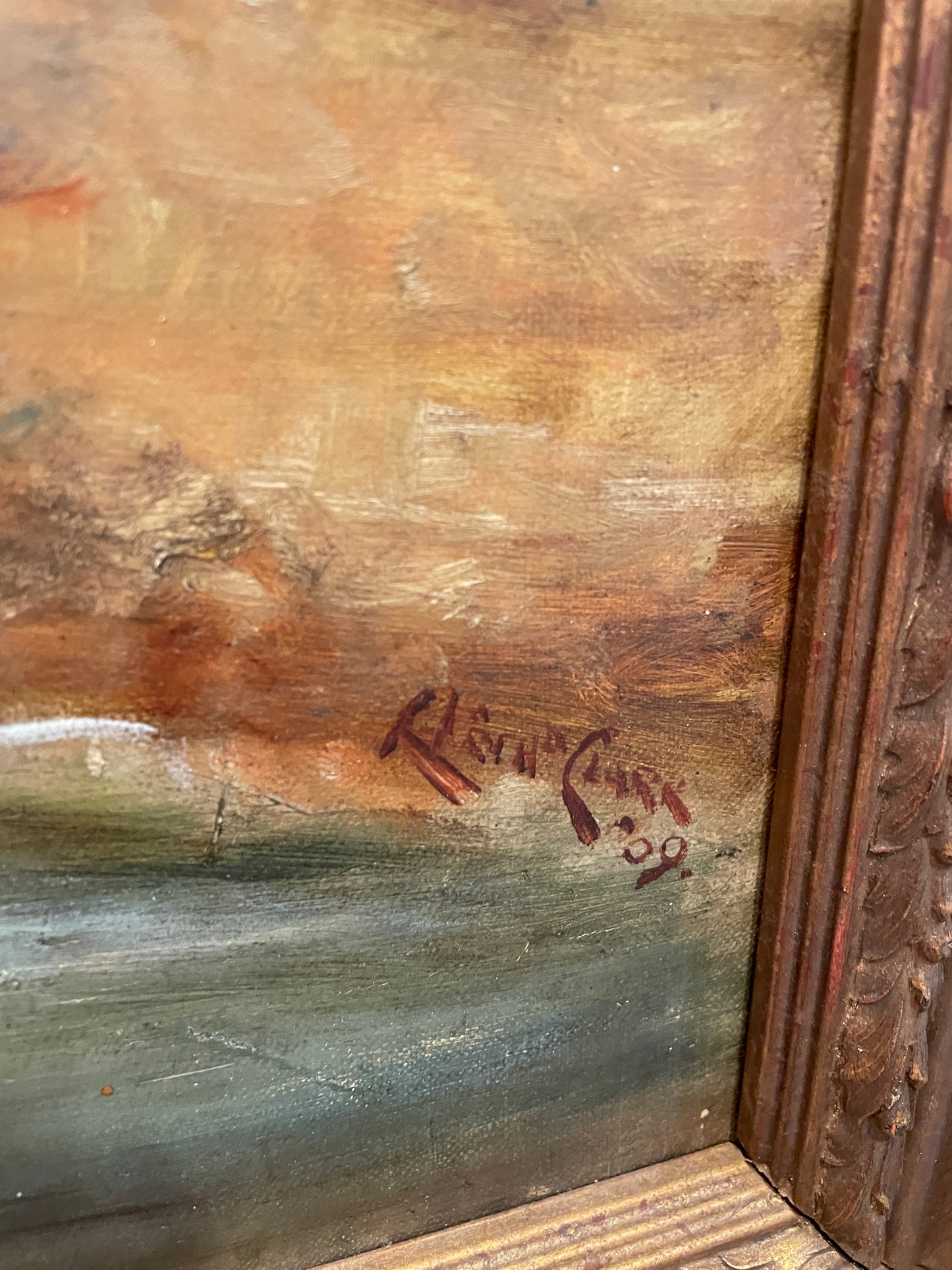 Rocha Clark (1909) Seascape on Canvas, AS IS (0FC001)