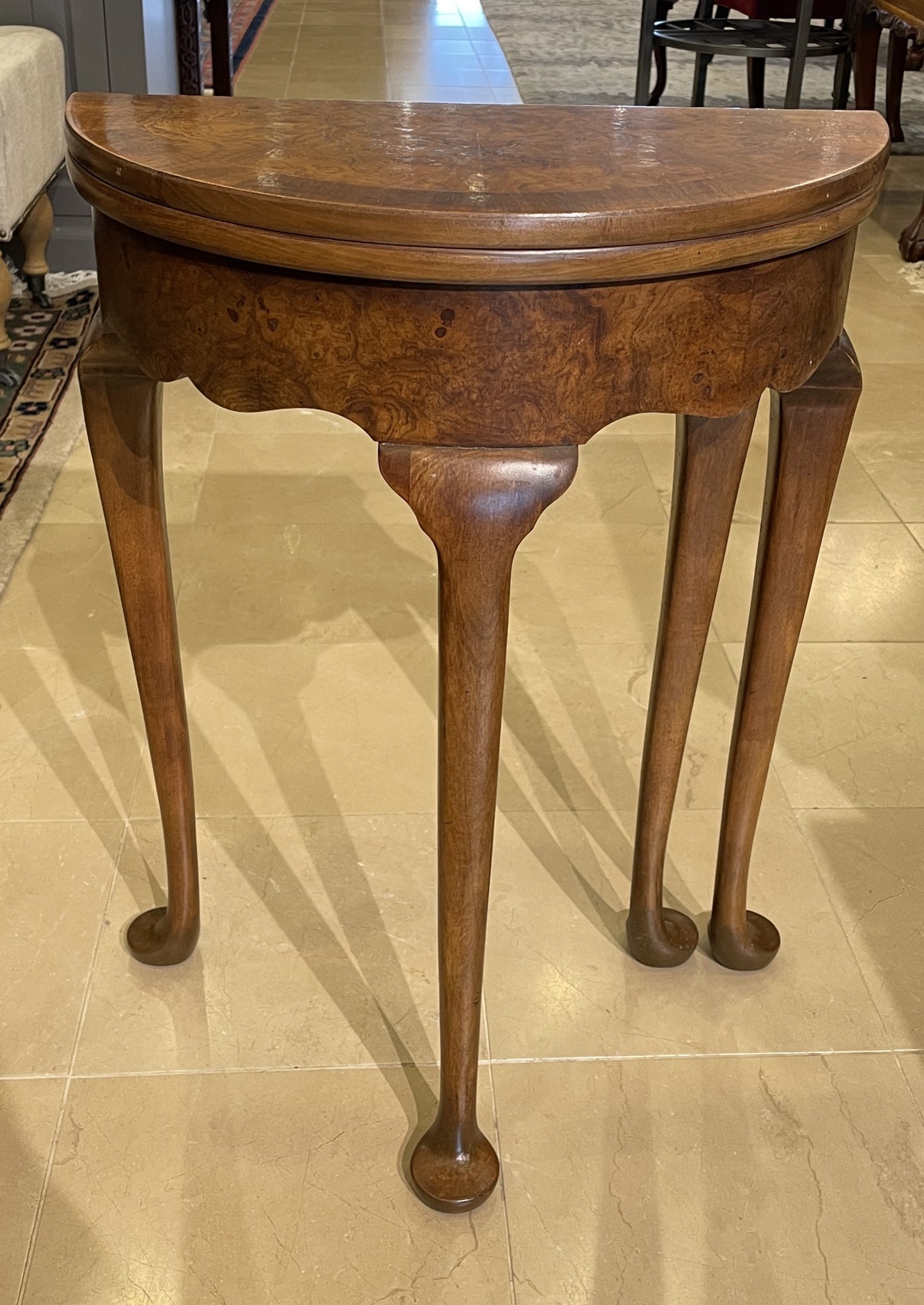 Baker Burled Demilune Flip Top Table, Small (0FB003)