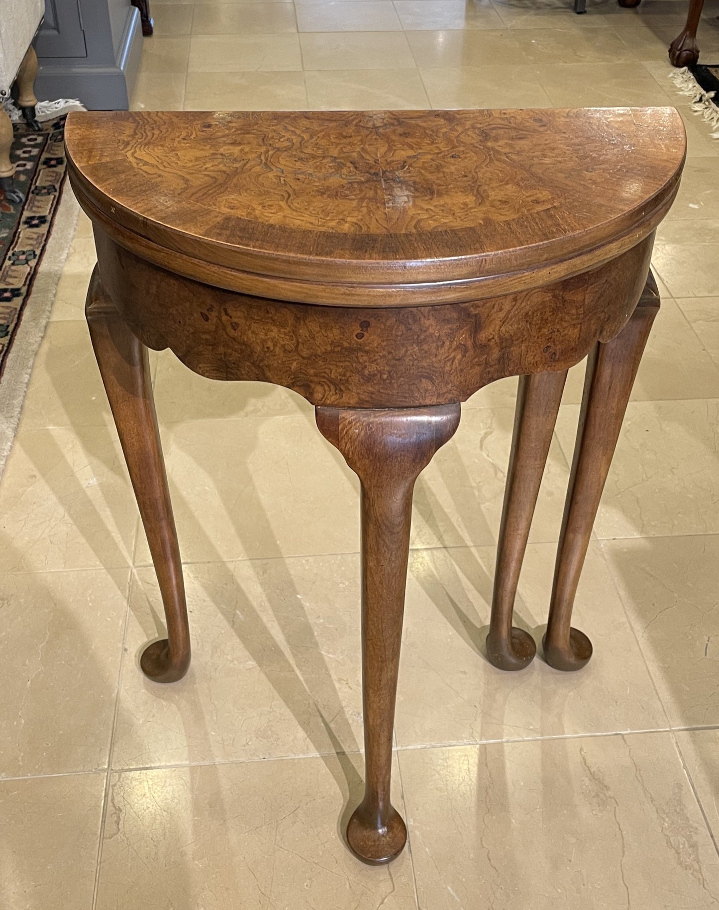 Baker Burled Demilune Flip Top Table, Small (0FB003)
