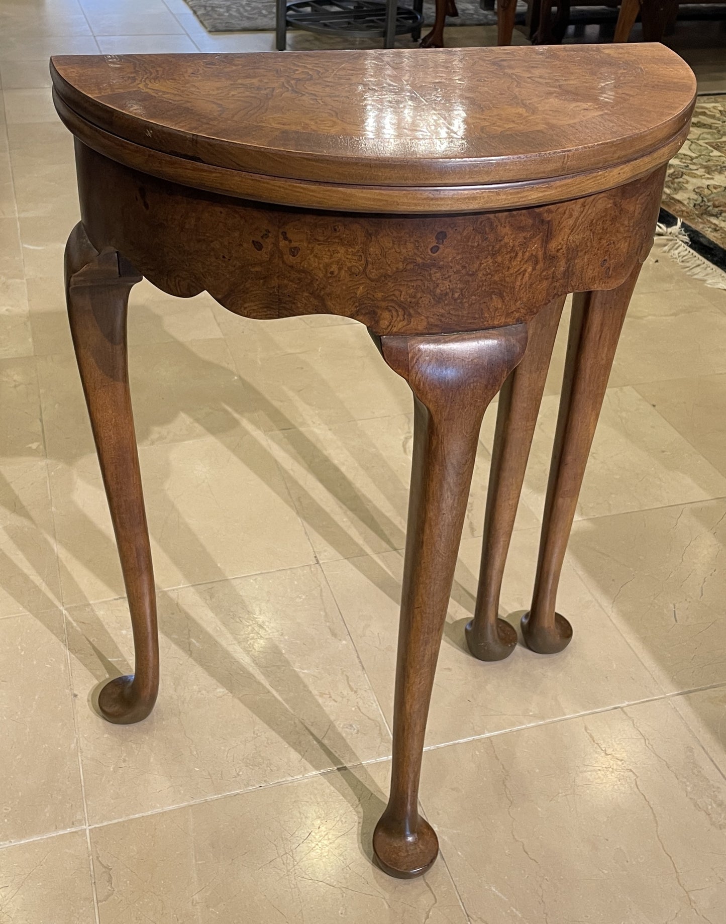 Baker Burled Demilune Flip Top Table, Small (0FB003)