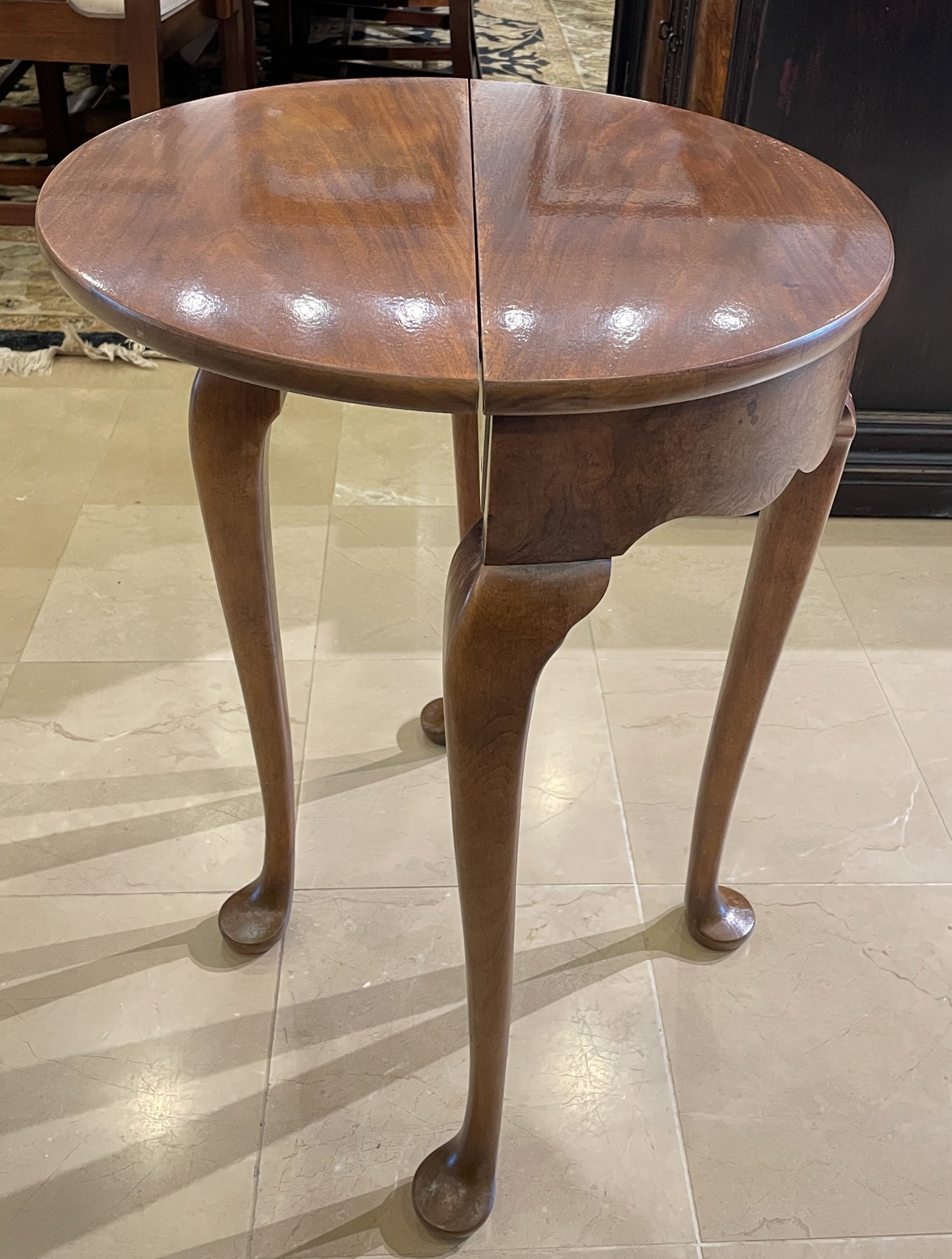 Baker Burled Demilune Flip Top Table, Small (0FB003)