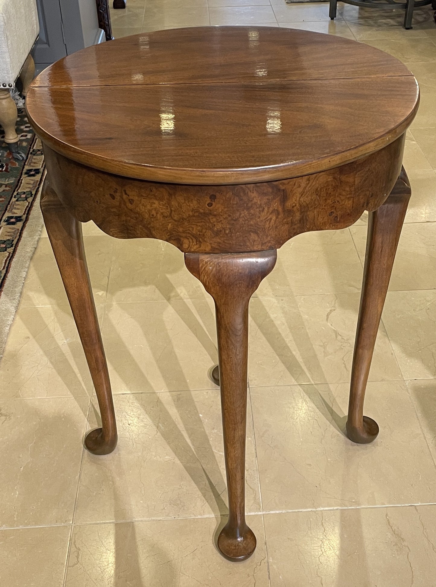 Baker Burled Demilune Flip Top Table, Small (0FB003)