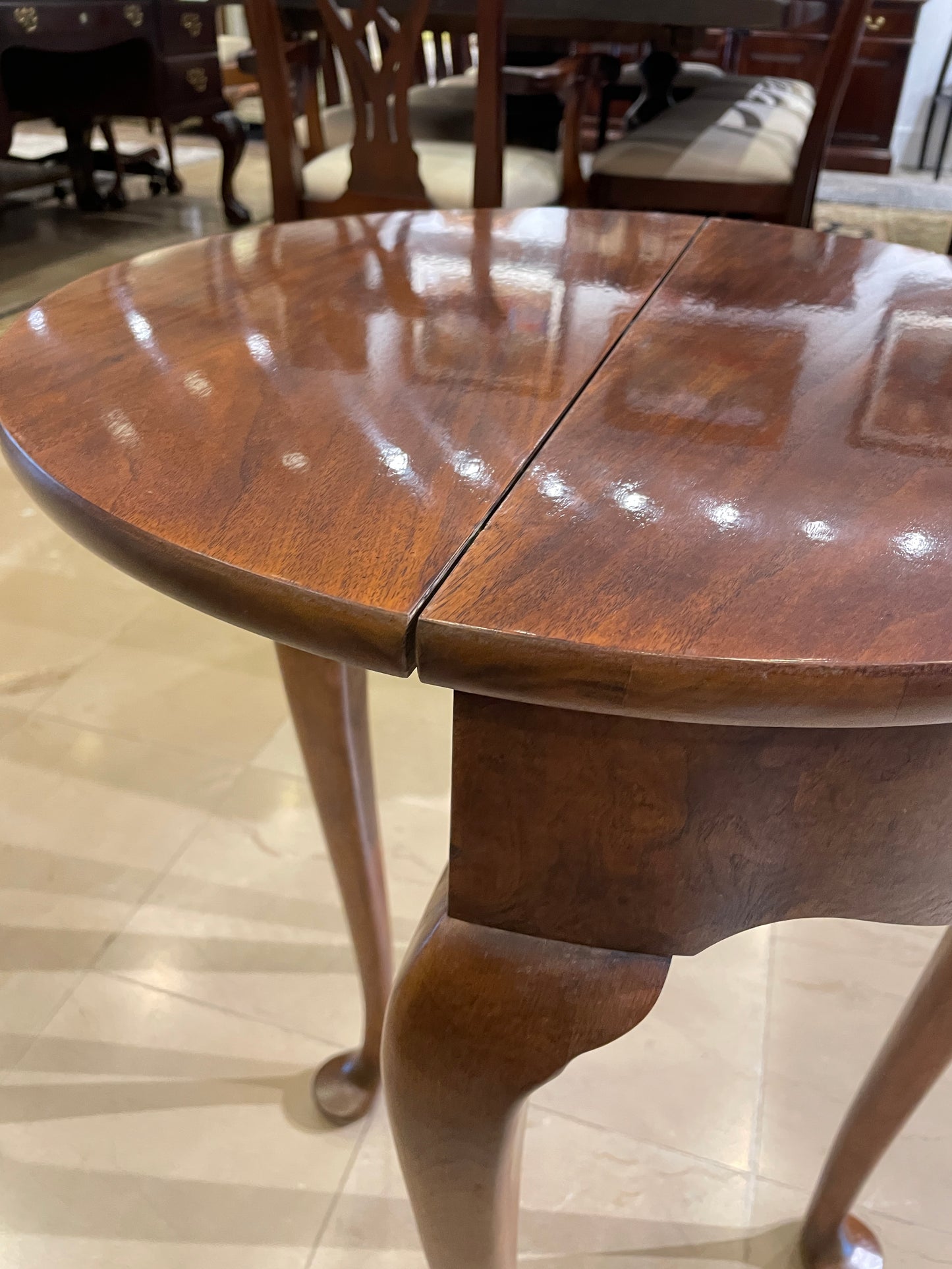 Baker Burled Demilune Flip Top Table, Small (0FB003)
