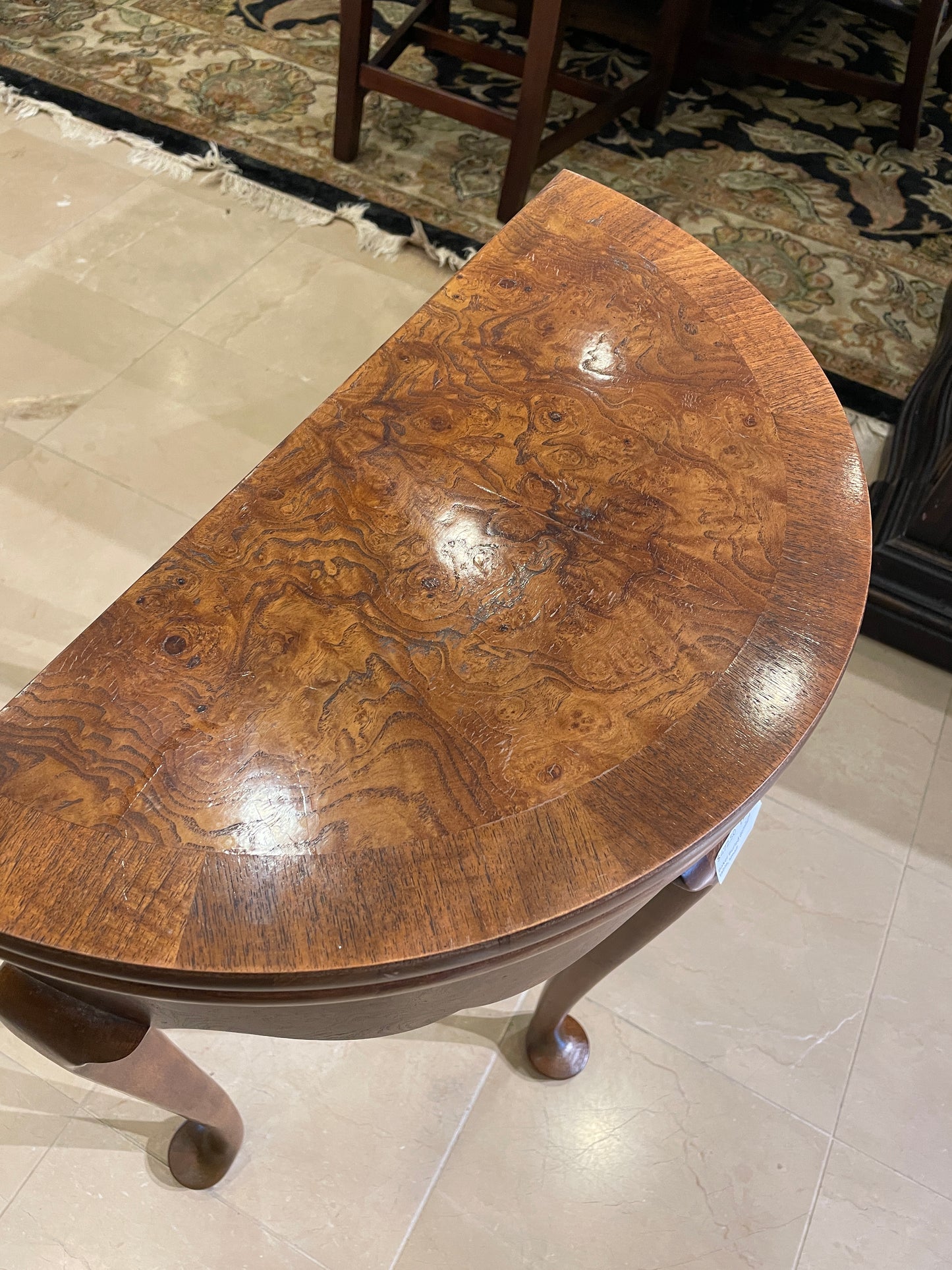 Baker Burled Demilune Flip Top Table, Small (0FB003)