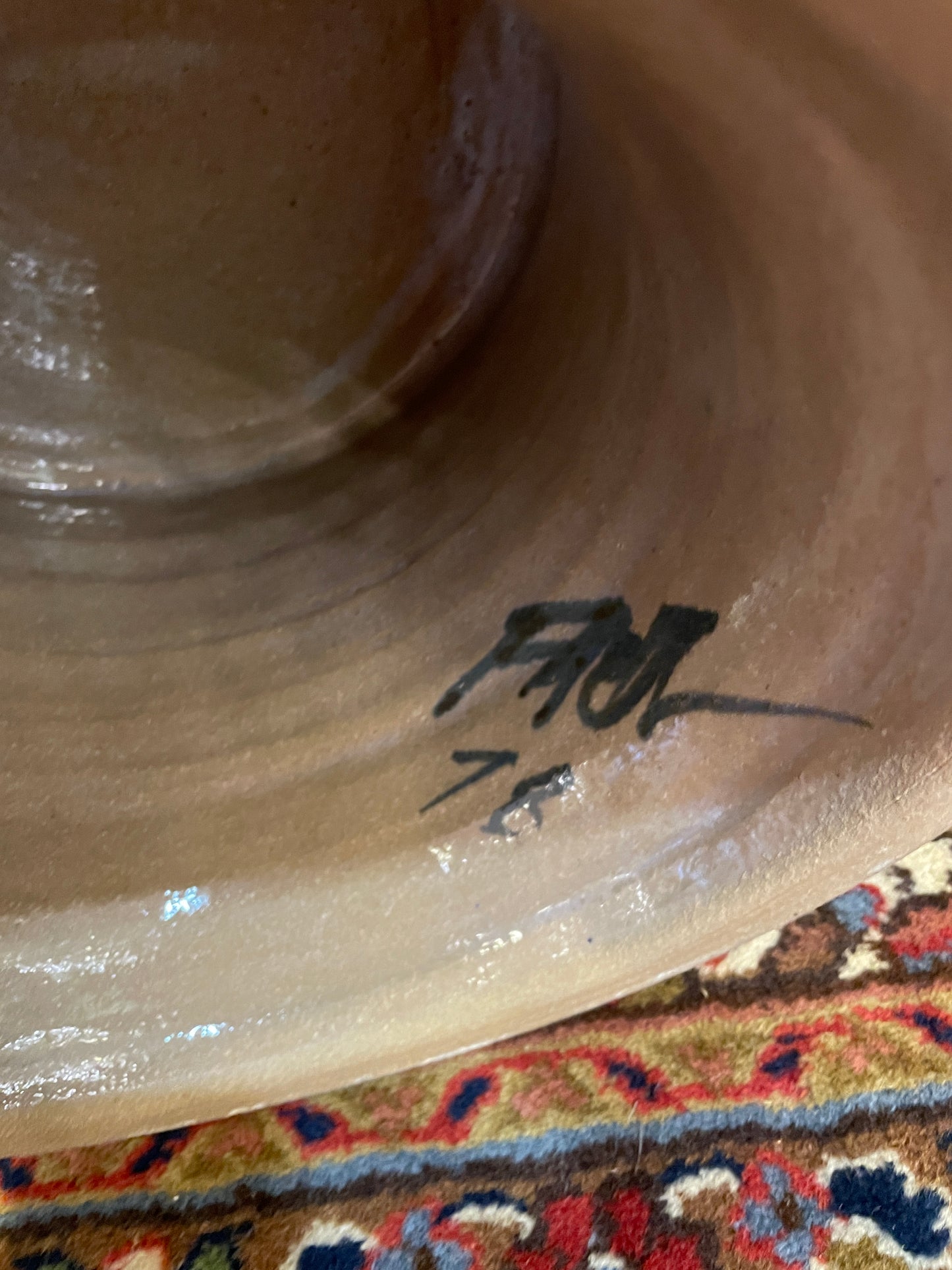 Polychrome Silvered Floor Vase, Signed (0FA002)