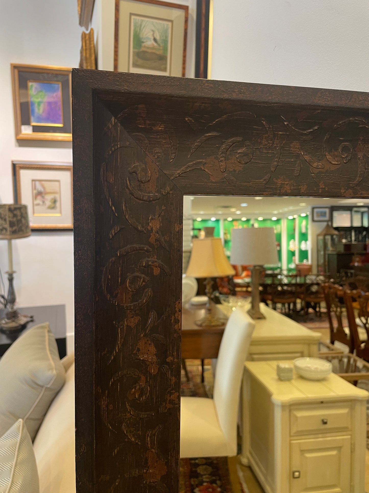 Embossed Floral Rectangular Mirror, made in Italy