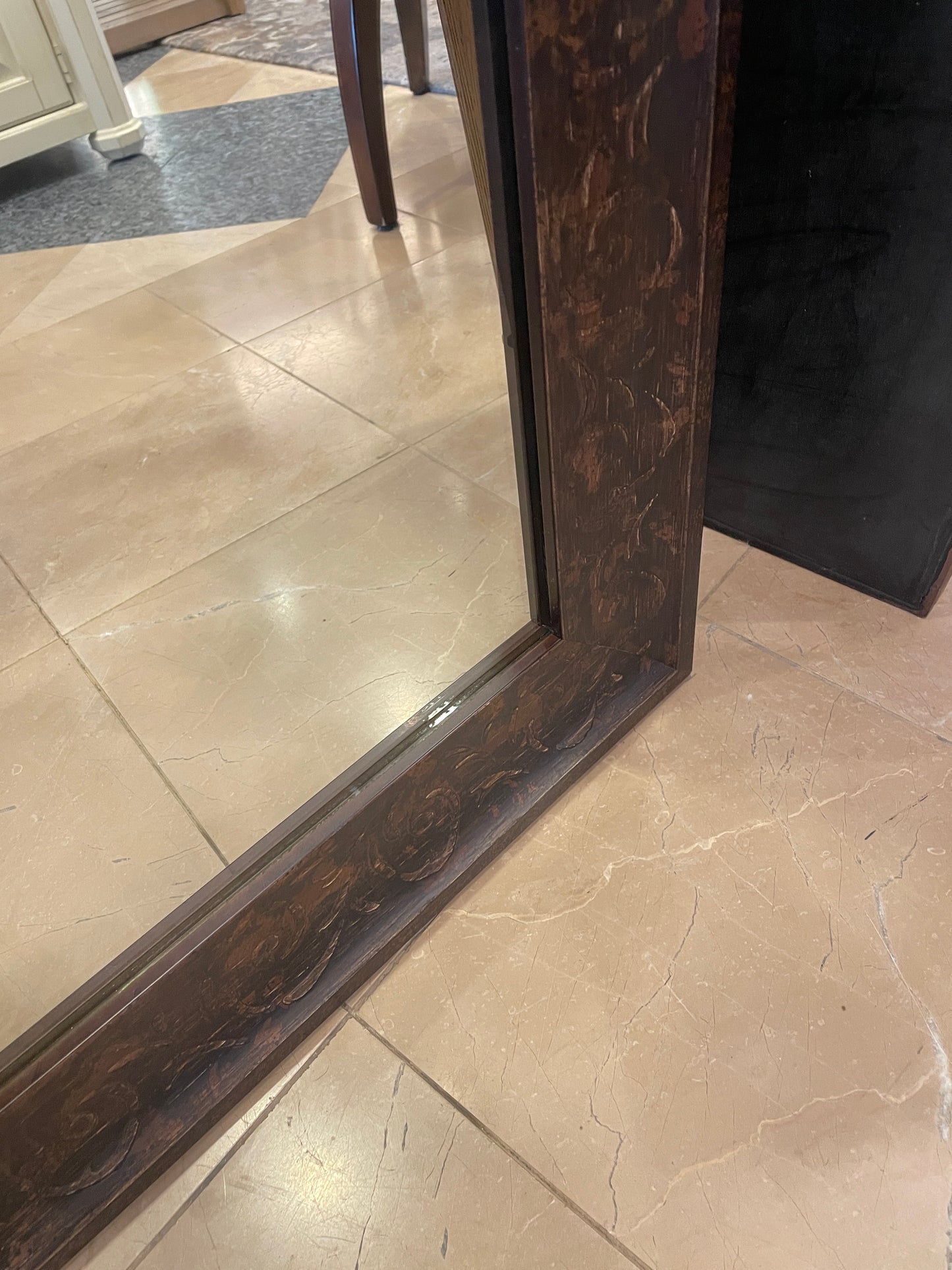 Embossed Floral Rectangular Mirror, made in Italy