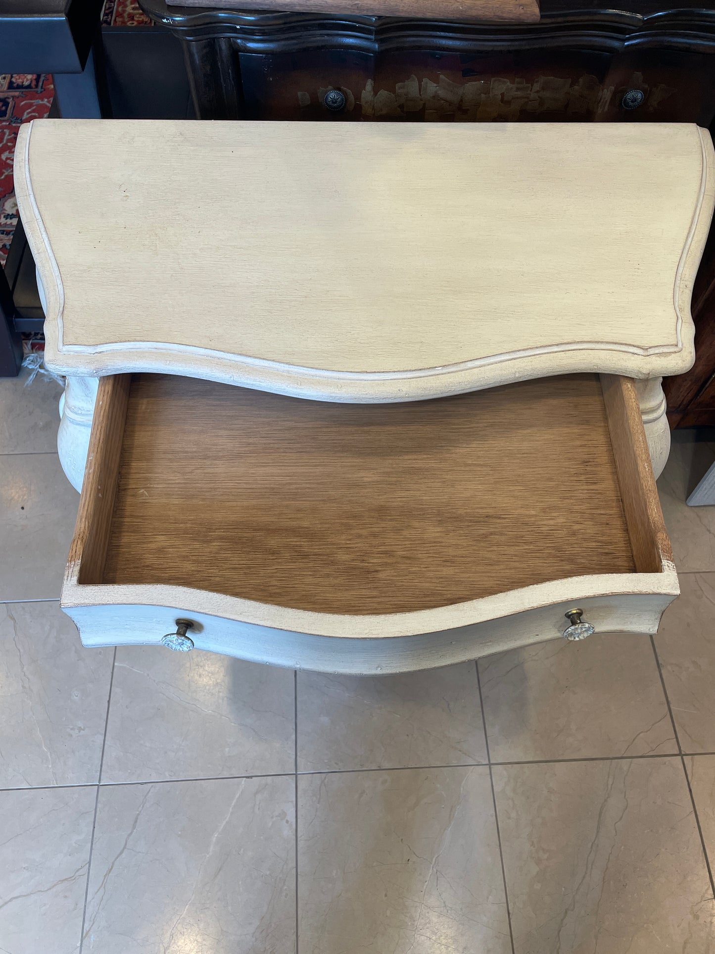 Small painted Bombe Chest, Cream