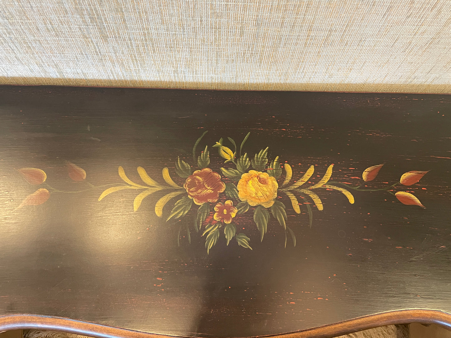 Black Floral demilune console