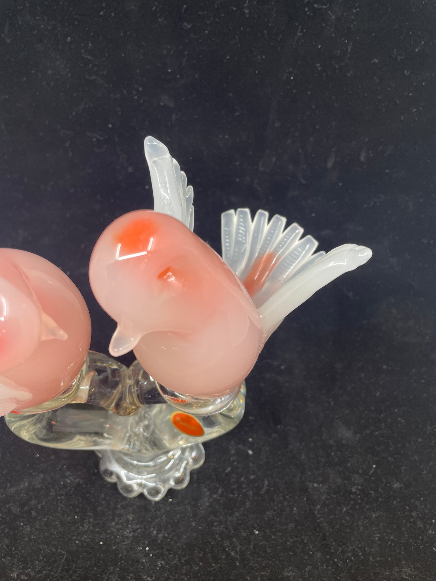 Murano Pink Doves on a Heart
