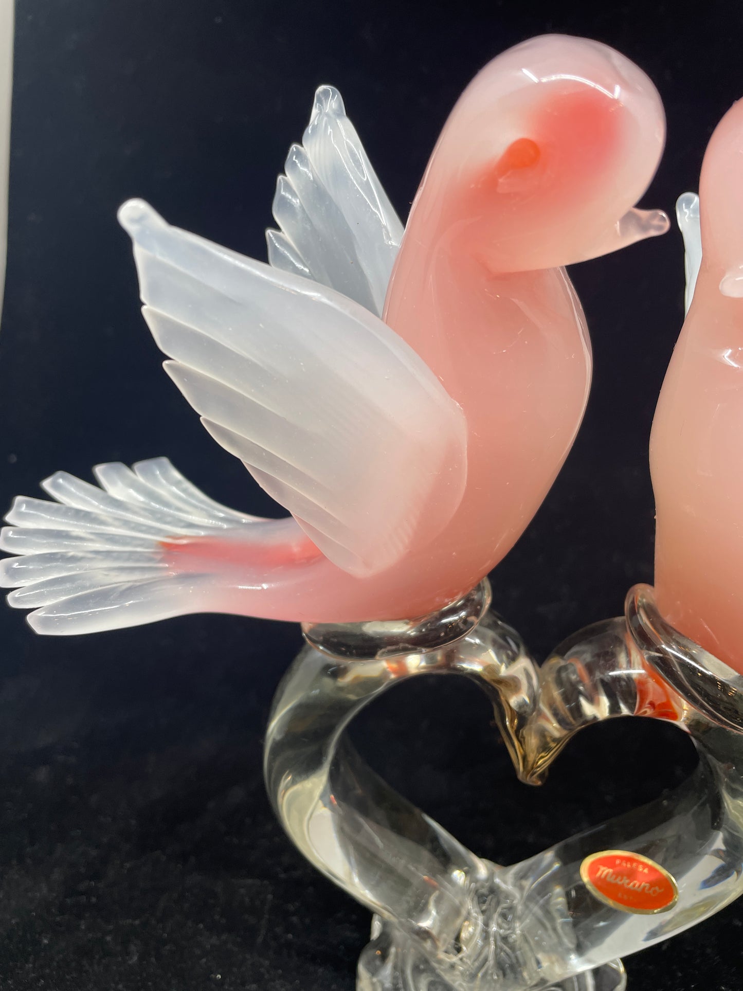 Murano Pink Doves on a Heart