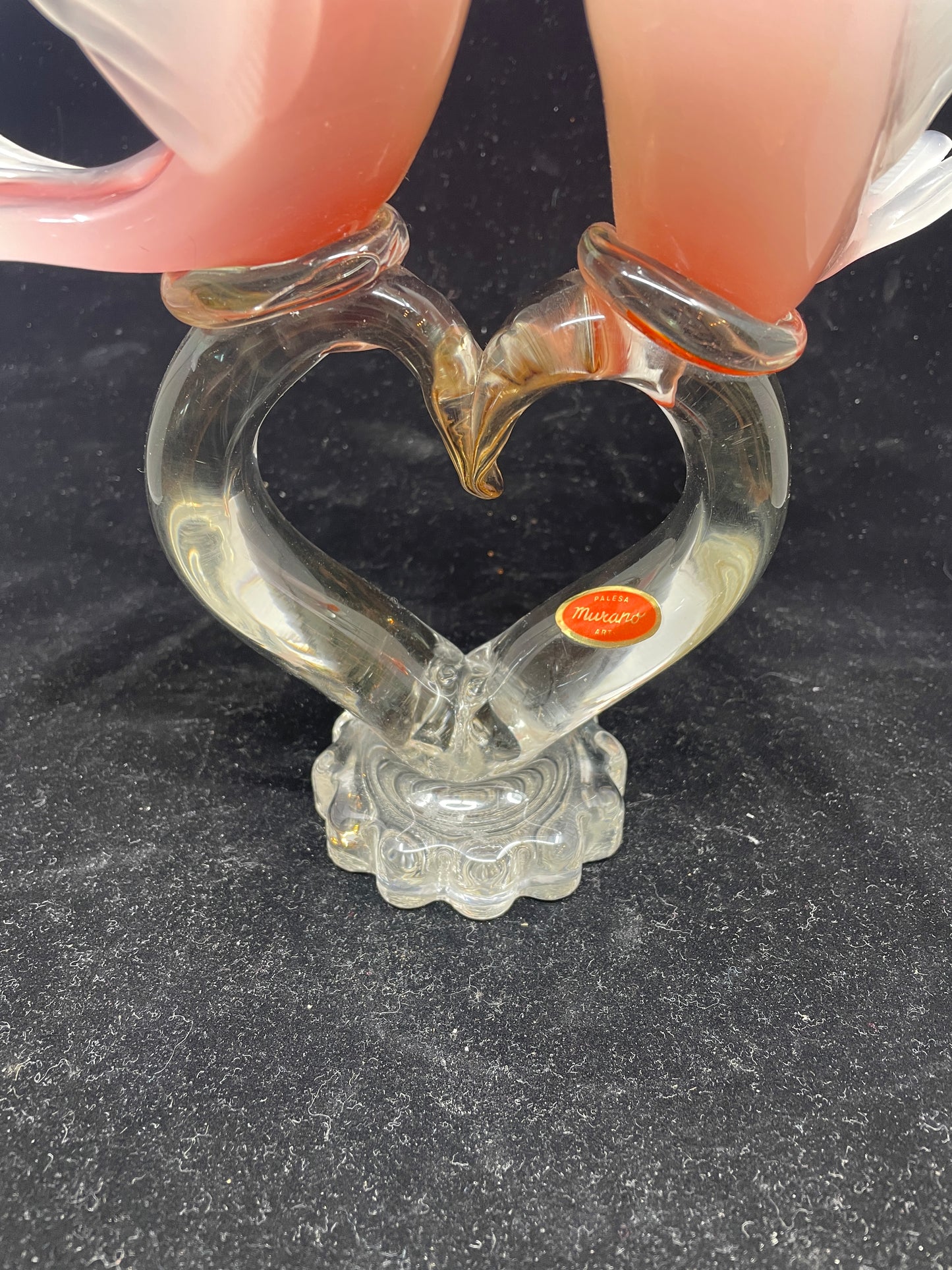 Murano Pink Doves on a Heart