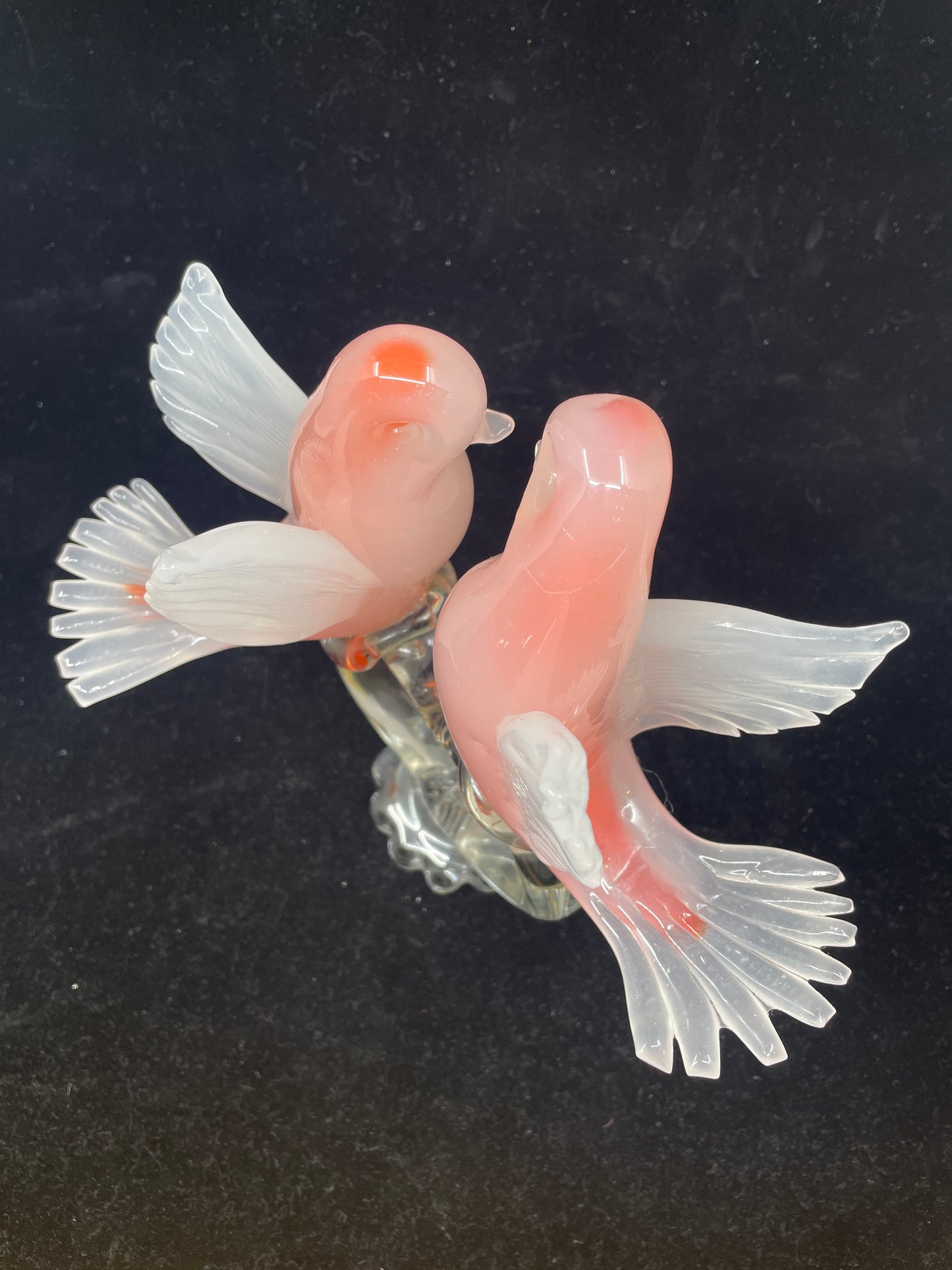 Murano Pink Doves on a Heart