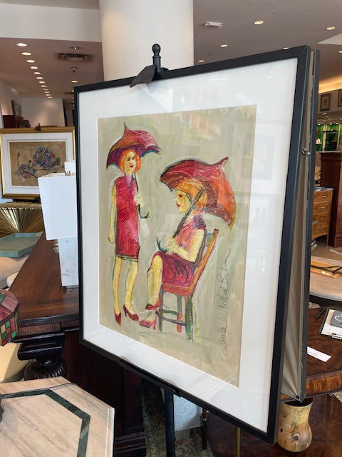 W Michael Bush "Two Umbrellas" Mixed Media