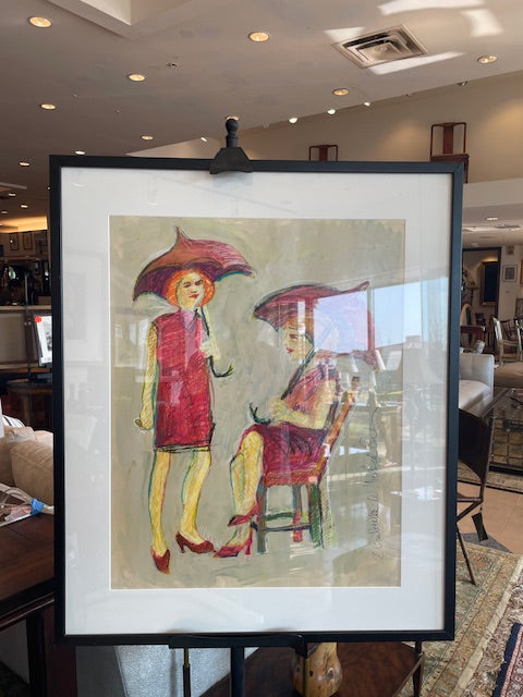 W Michael Bush "Two Umbrellas" Mixed Media