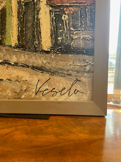 Vesela Baker "European Street Scene" Acrylic 2014, Signed (0G0003)