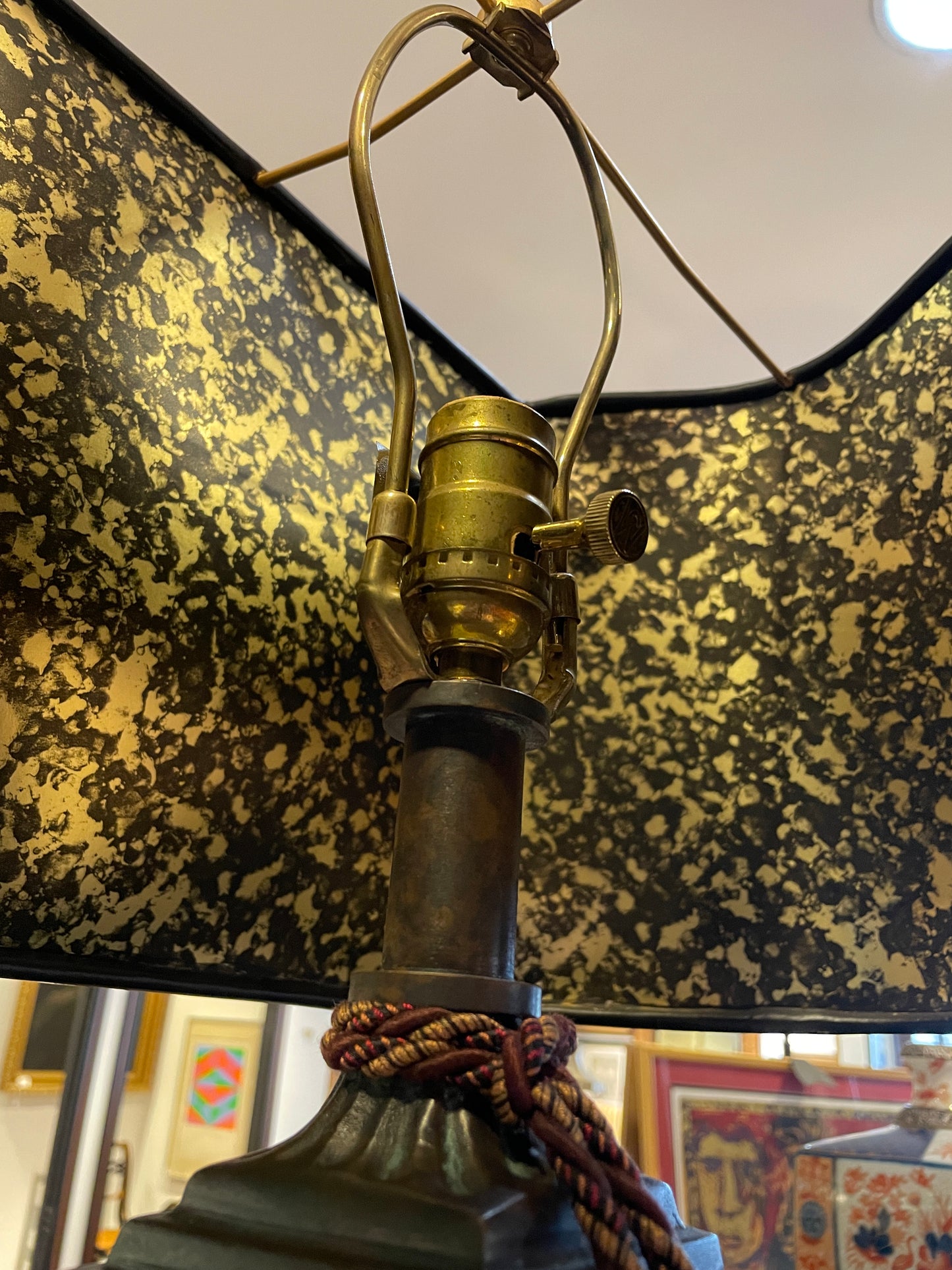 Maitland Smith Bronze Elephant lamp with leather shade (0G100D)