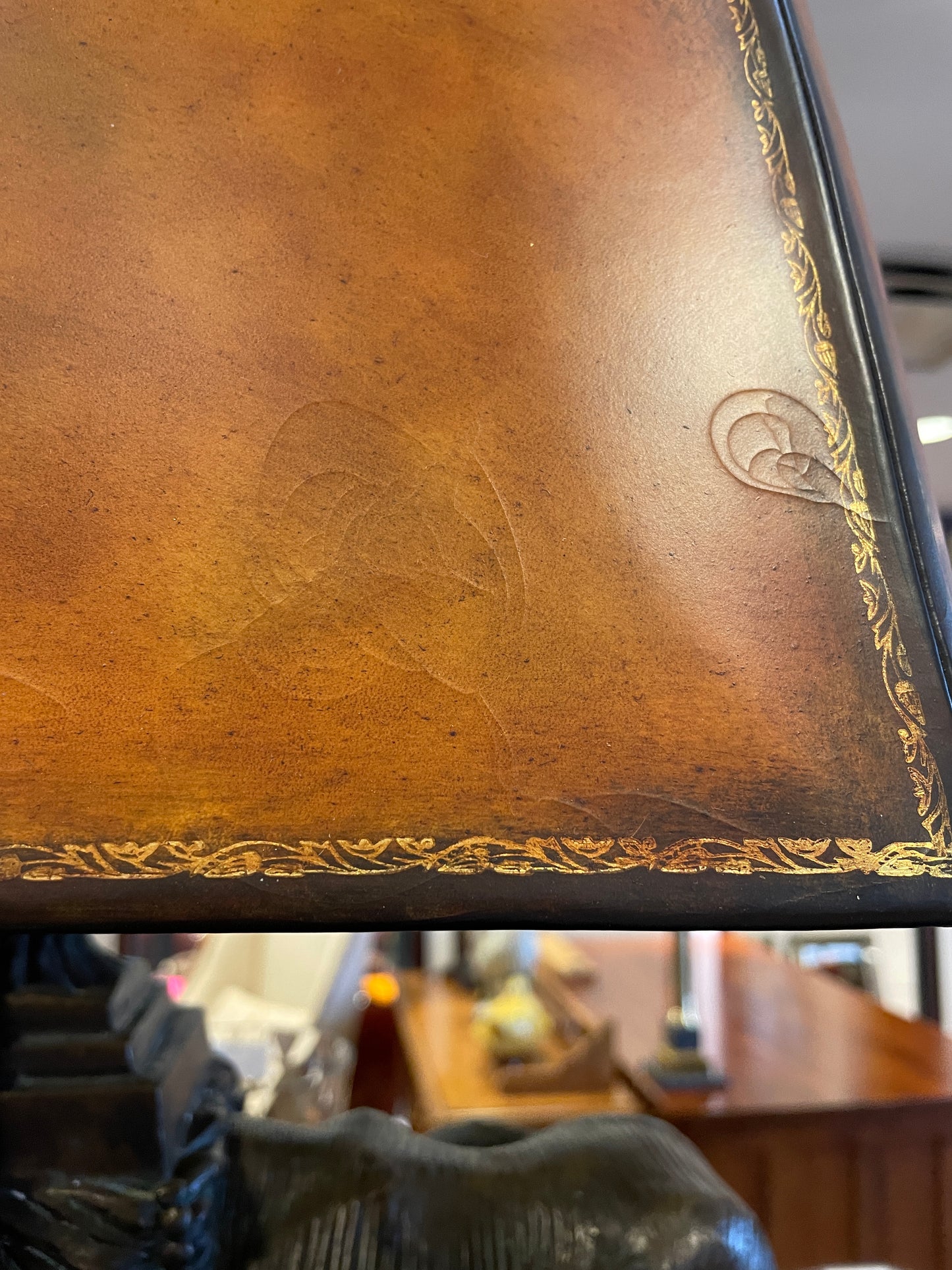 Maitland Smith Bronze Elephant lamp with leather shade (0G100D)