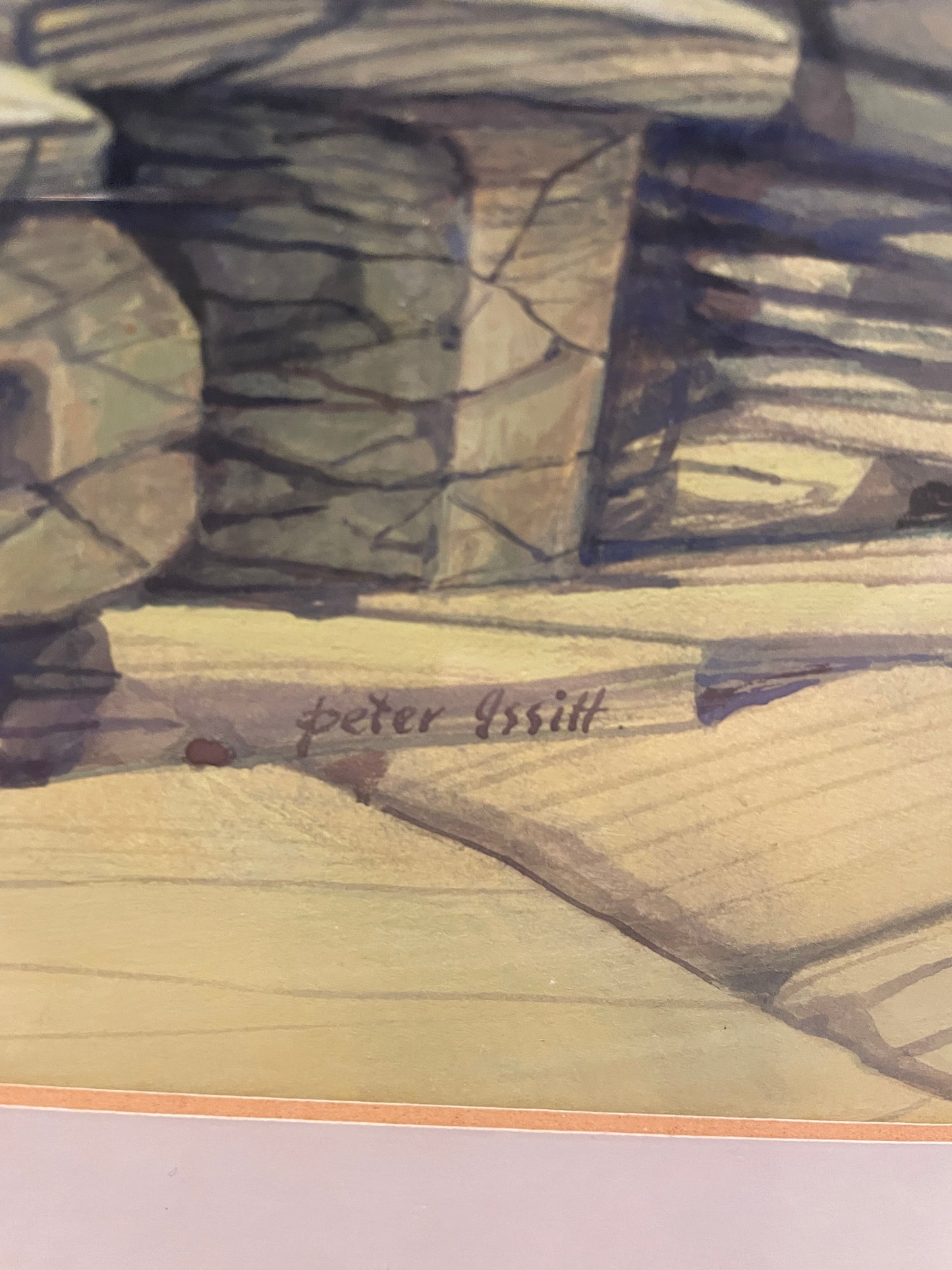 Peter Issitt Watercolor Surrealist Landscape (0G5002)