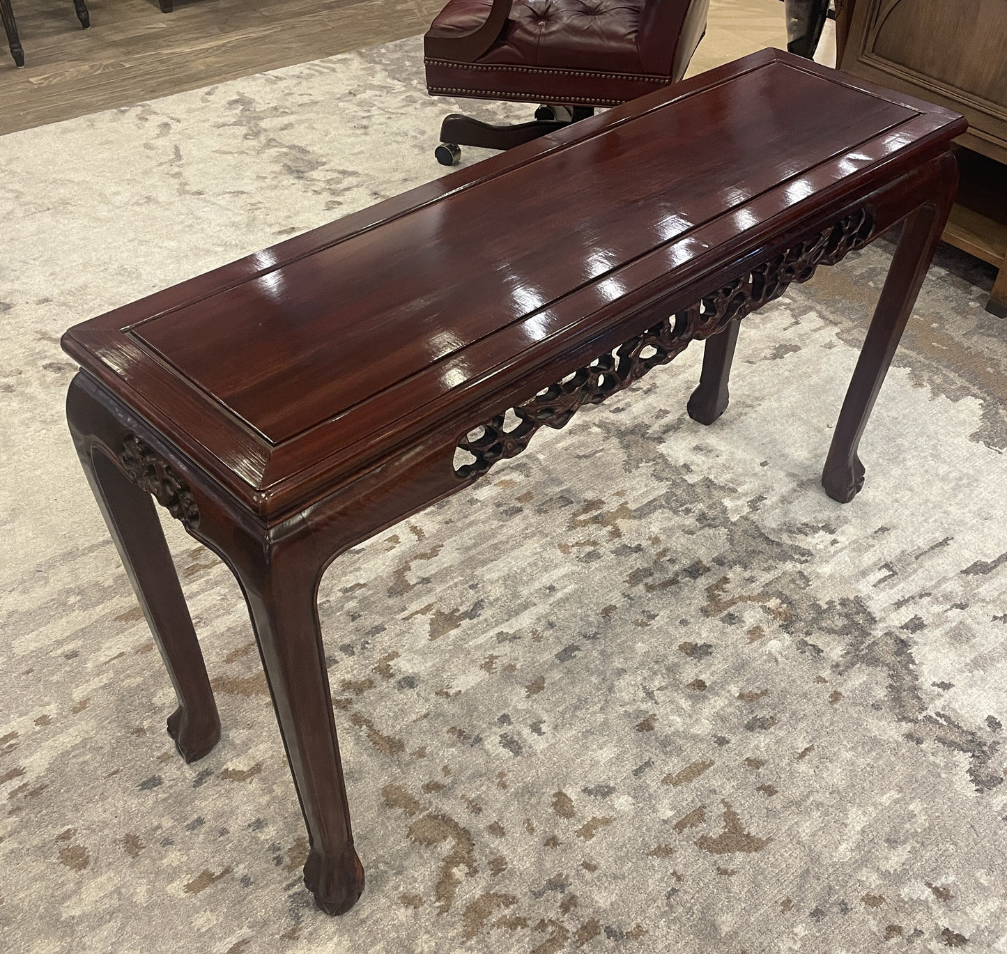Rosewood Console Table with Carved Front (0G1005)