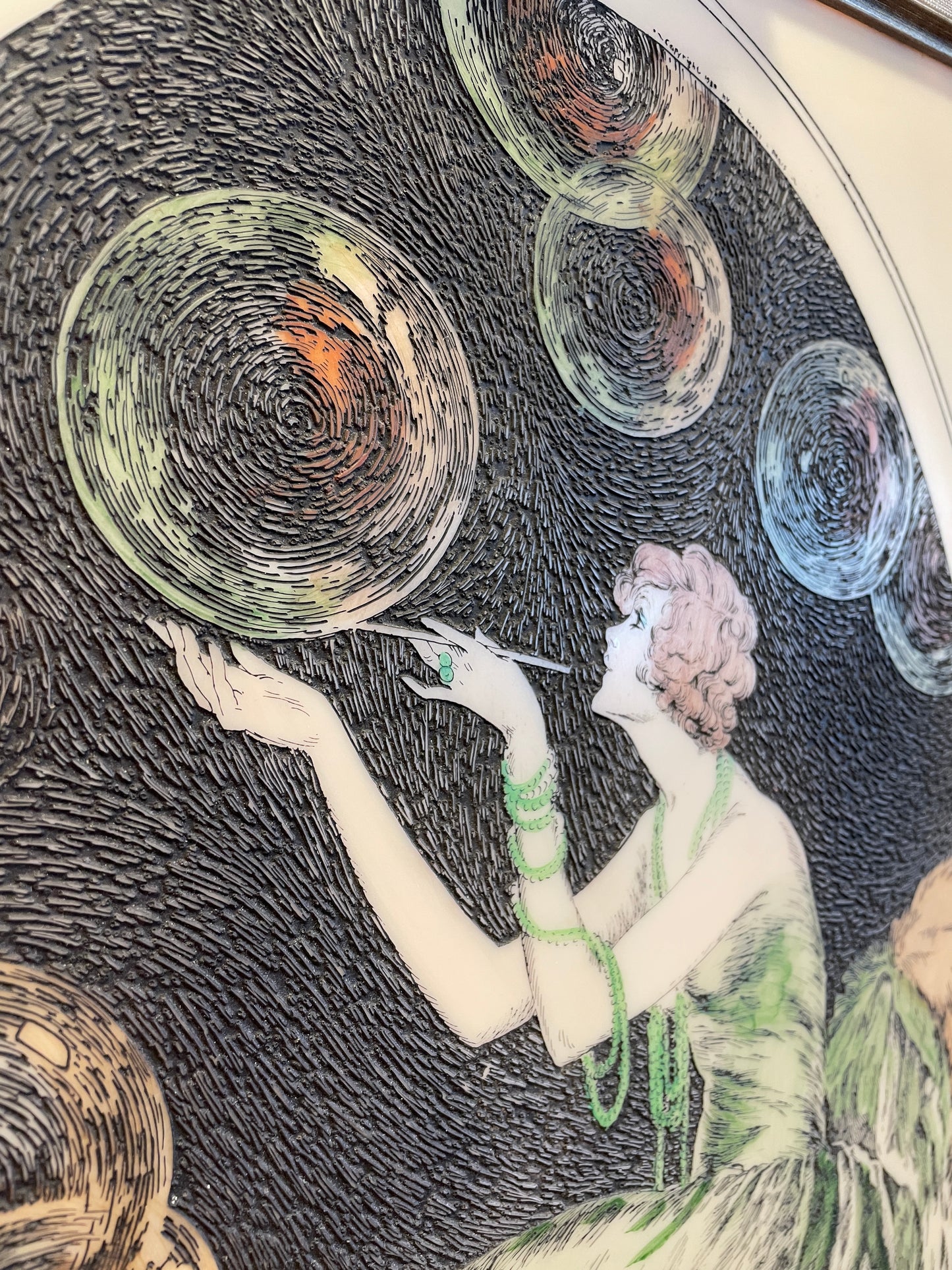 Louis Icart "Bubbles" Etching on Celluloid, 1980s (0G5003)