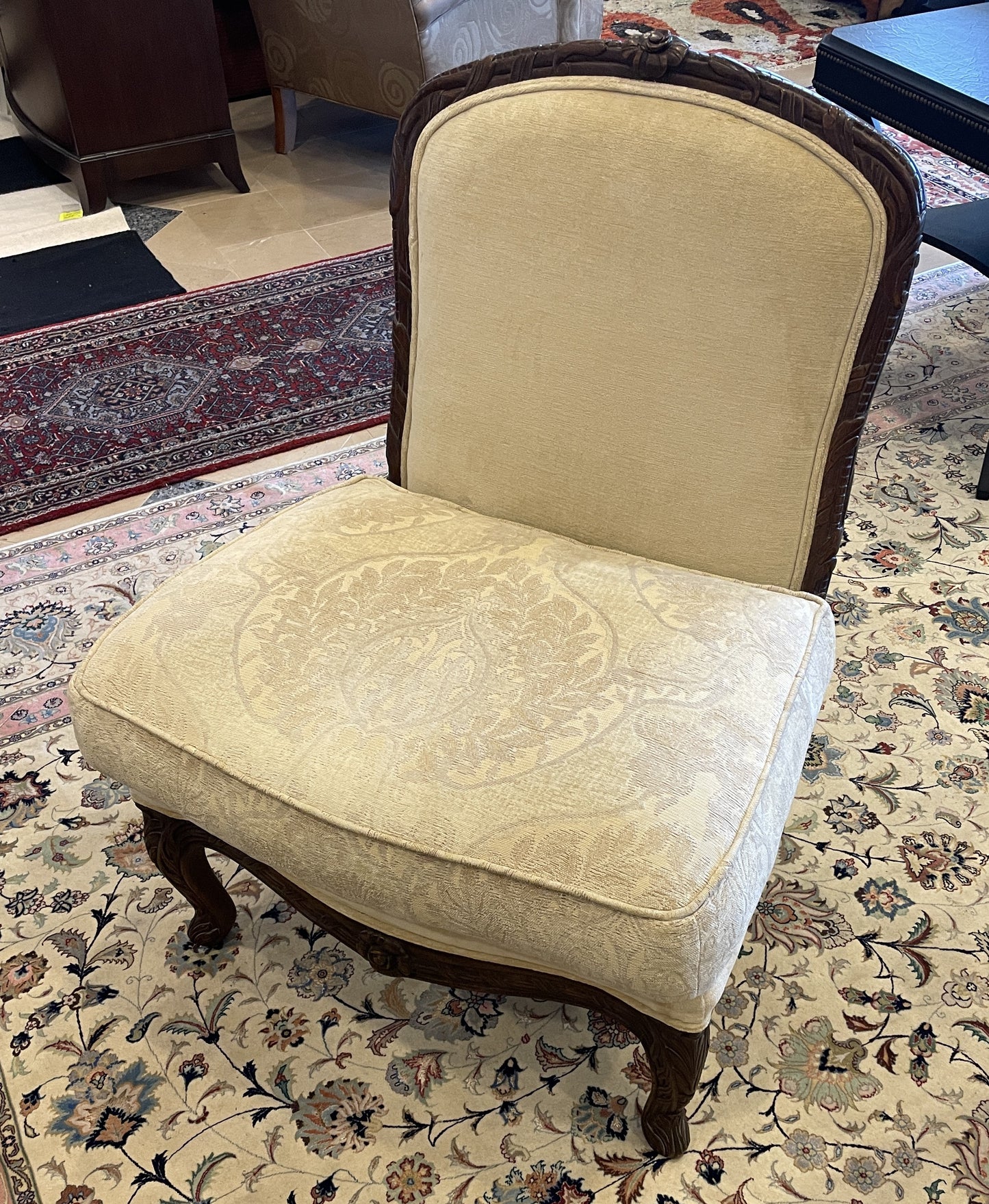 Armless French Chair with contrasting upholstered seat (0AN004)