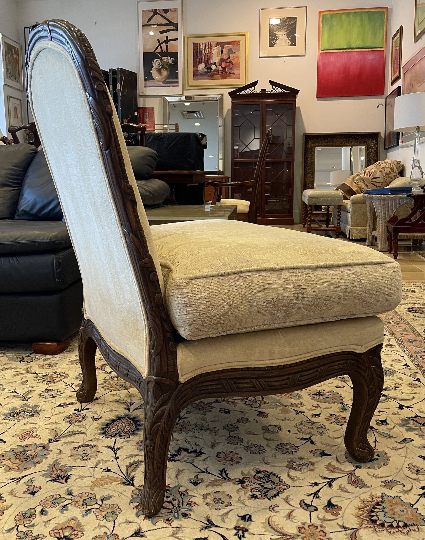 Armless French Chair with contrasting upholstered seat (0AN004)