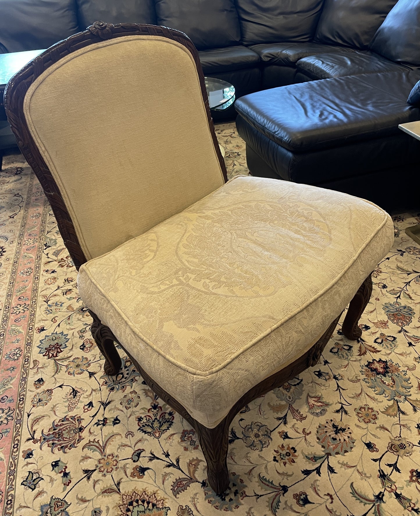 Armless French Chair with contrasting upholstered seat (0AN004)