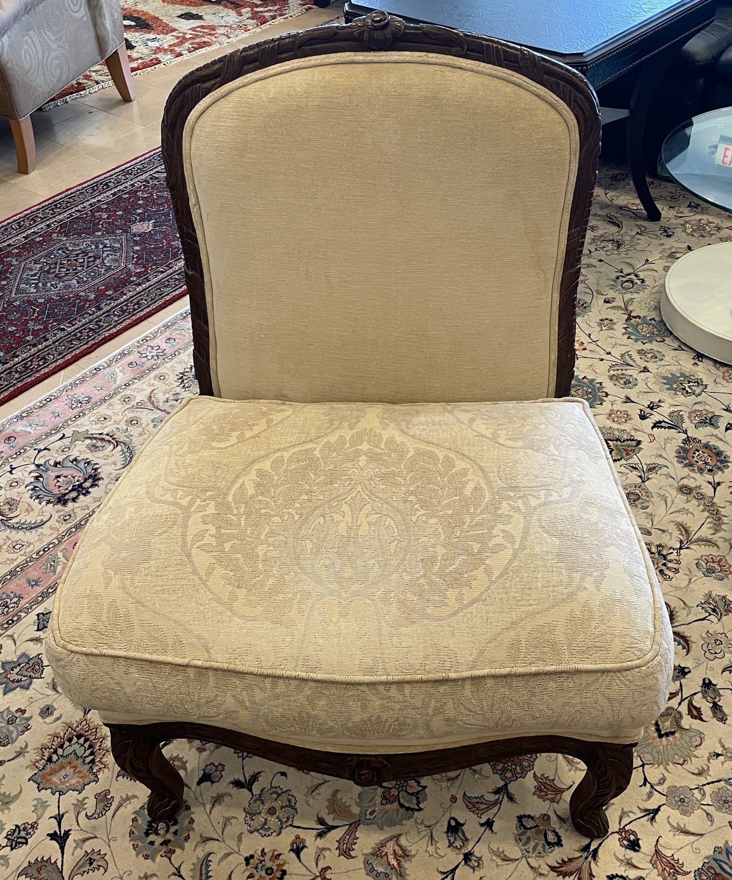 Armless French Chair with contrasting upholstered seat (0AN004)