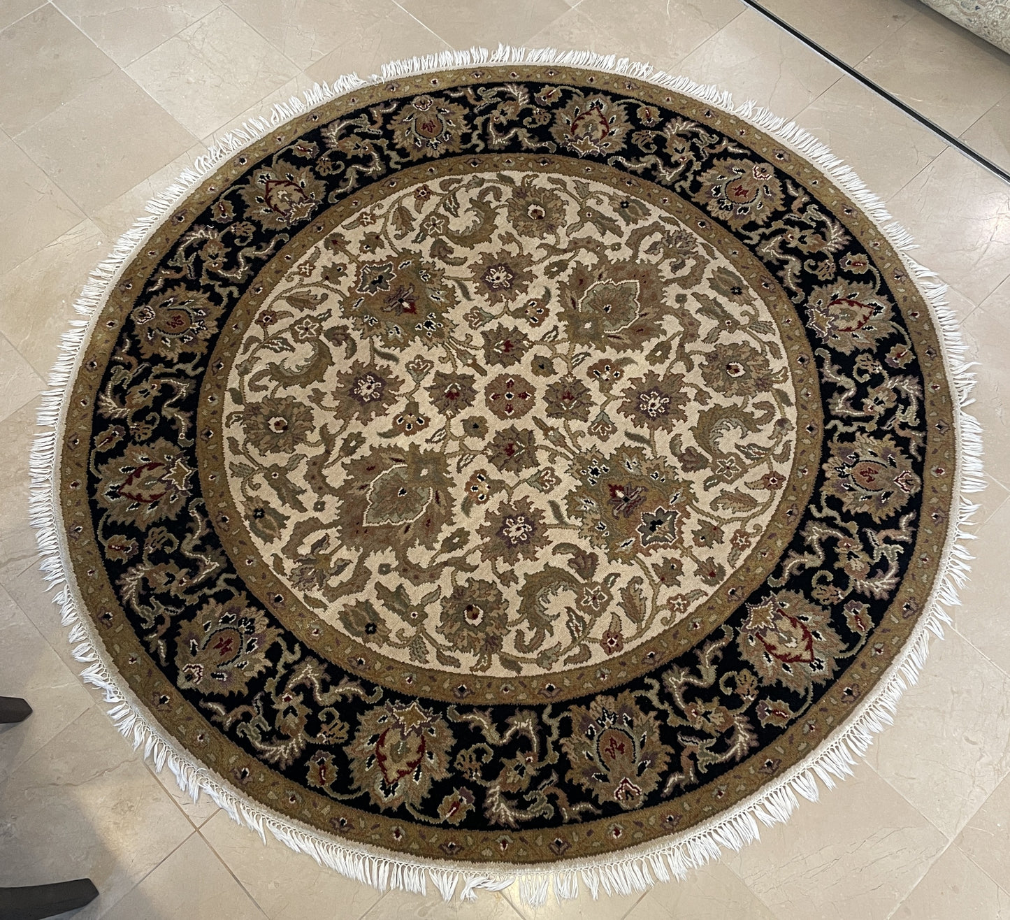 6' Round HK Rug, Gold/Black (0G8001)